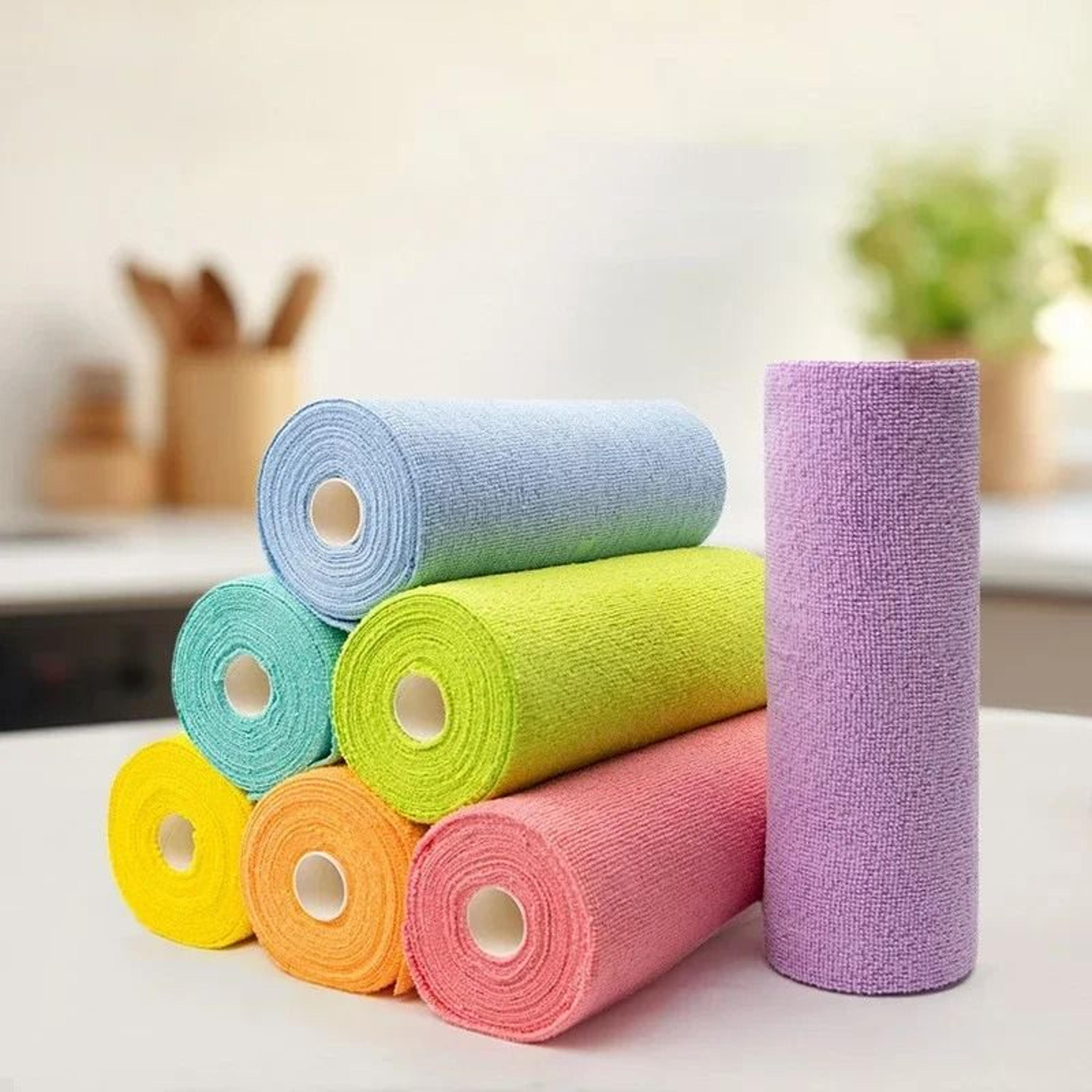 reusable microfiber cleaning wipe roll kitchen cloth paper towel alternative