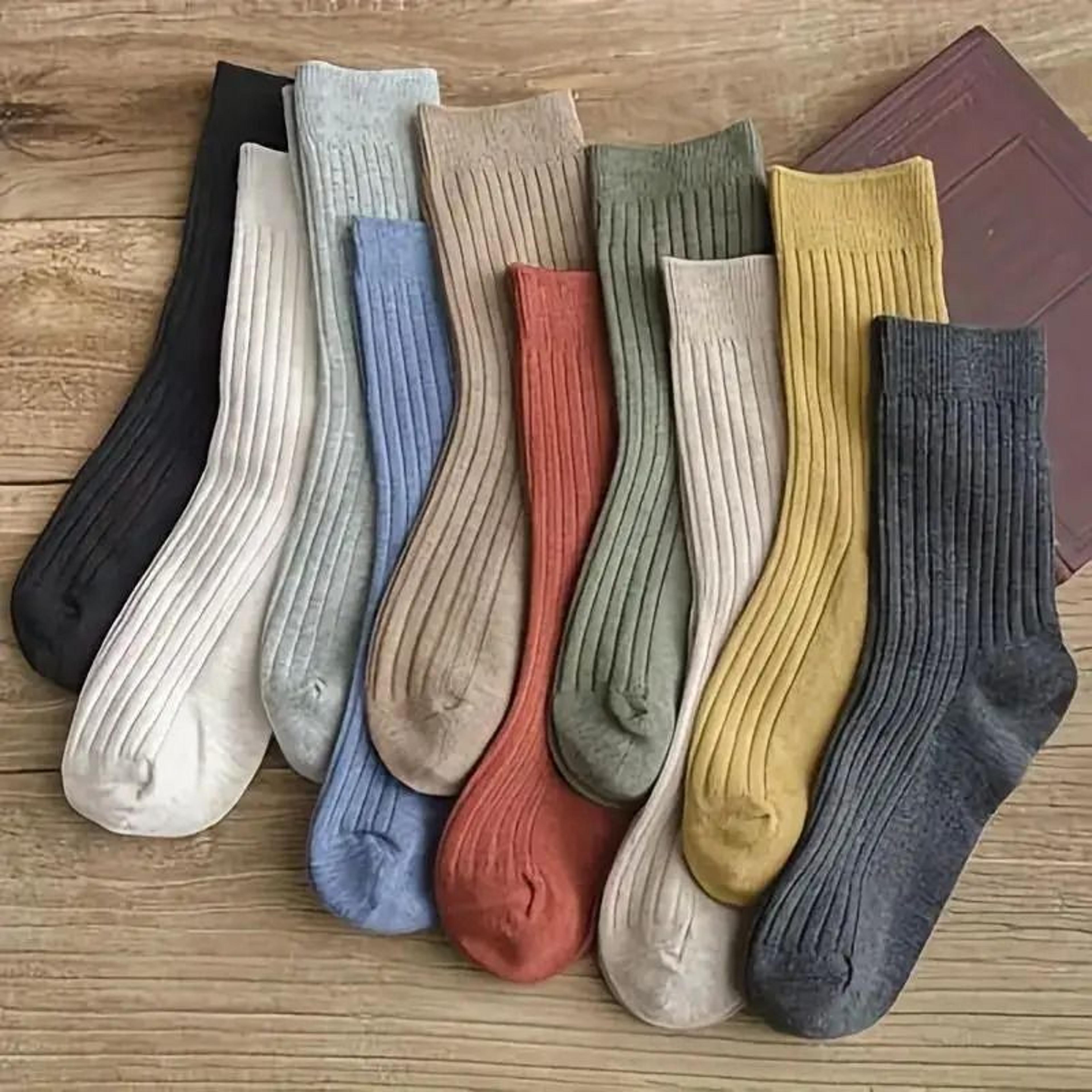 womens striped crew socks soft breathable casual daily wear multipack