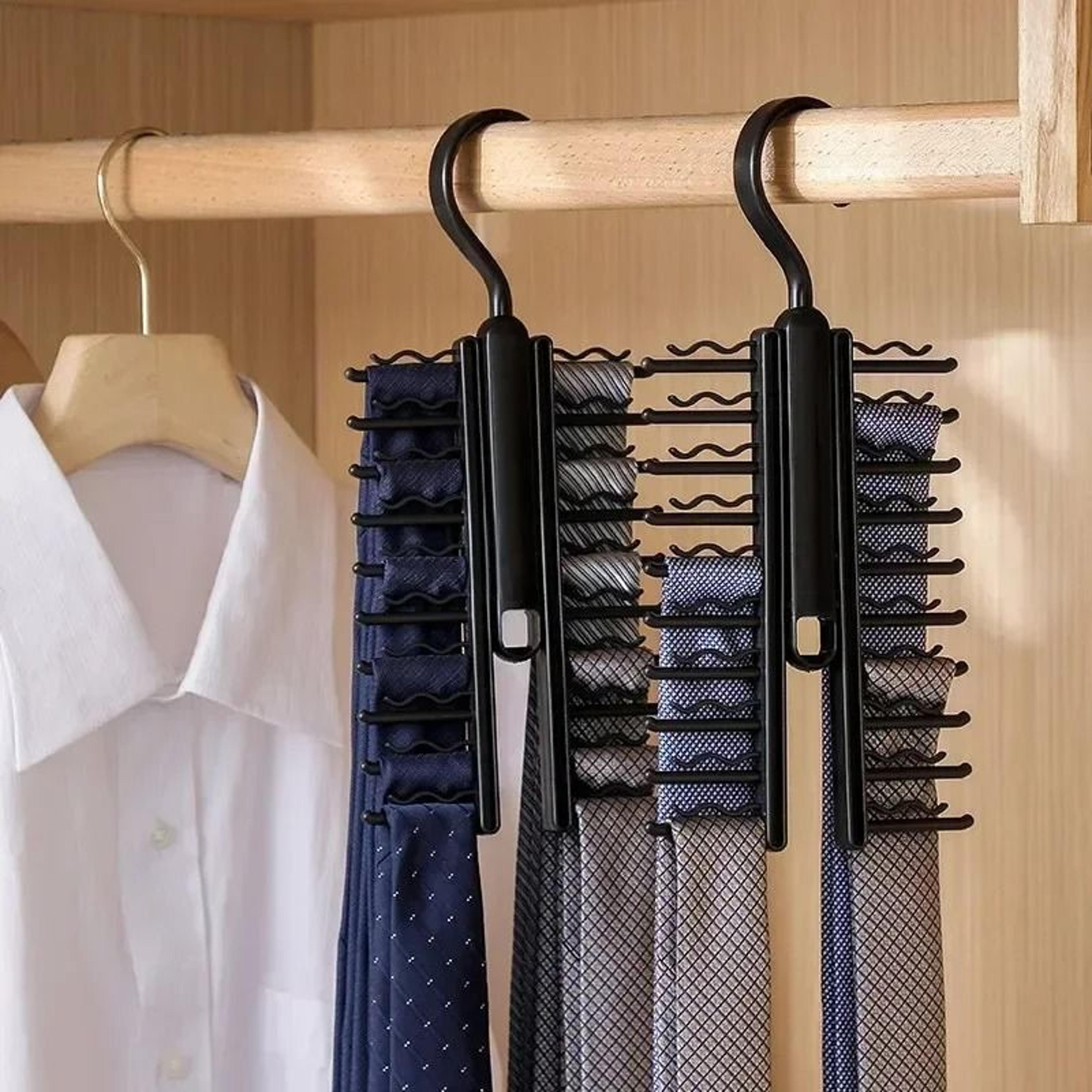 rotatable tie hanger organizer with 20 hooks large capacity closet rack