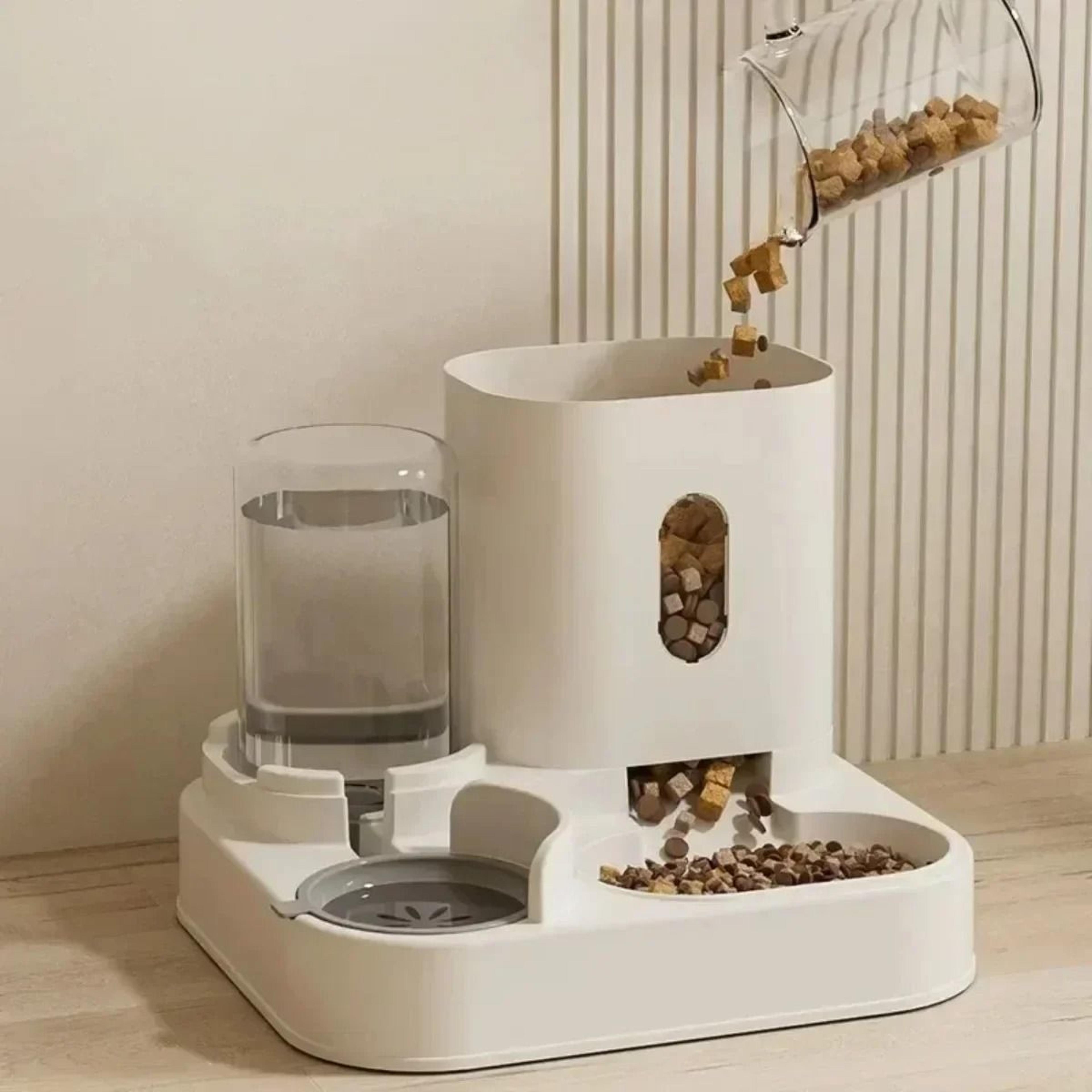 automatic pet feeder with water fountain large capacity food dispenser for dogs and cats
