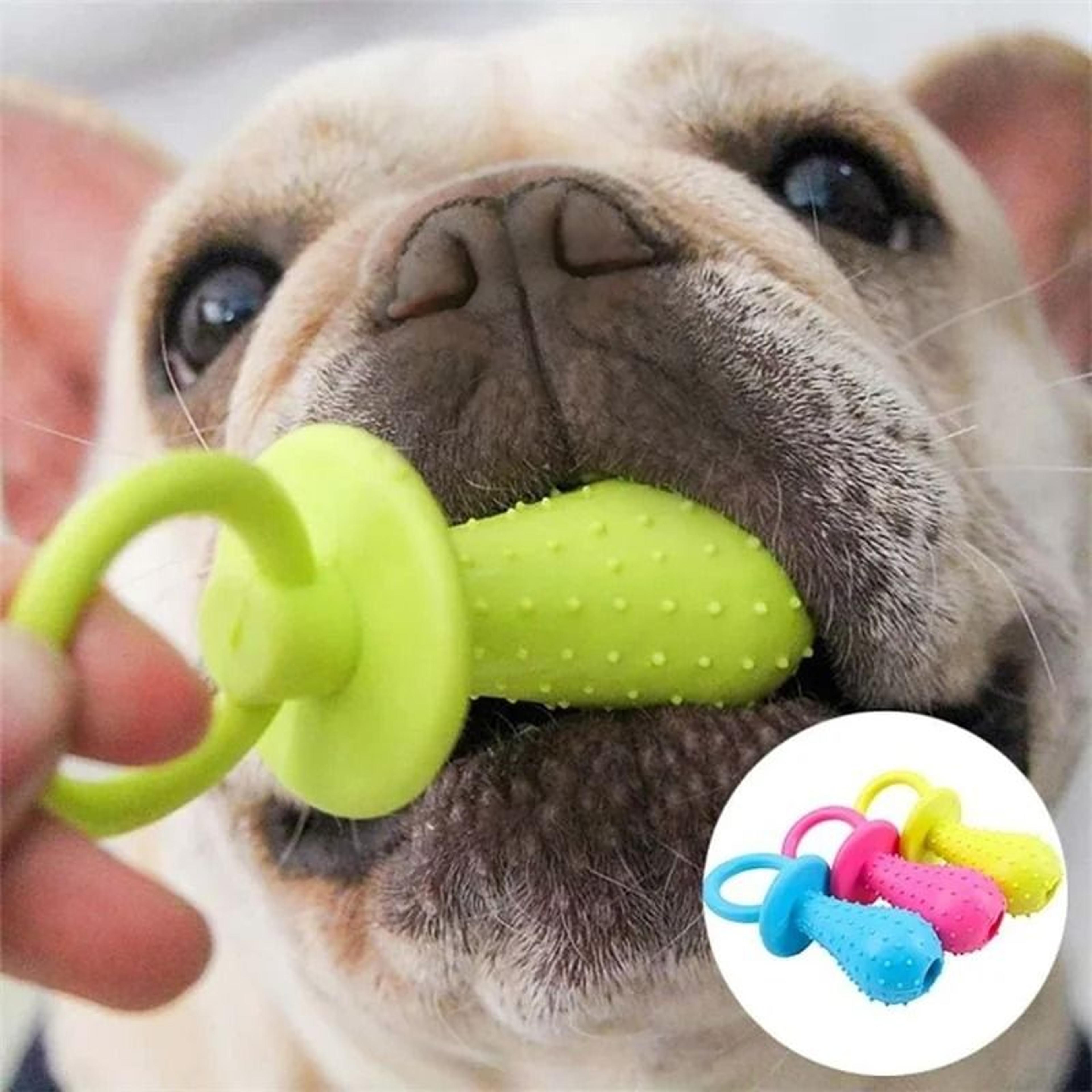 rubber dog chew toy pacifier teeth cleaning interactive pet toy