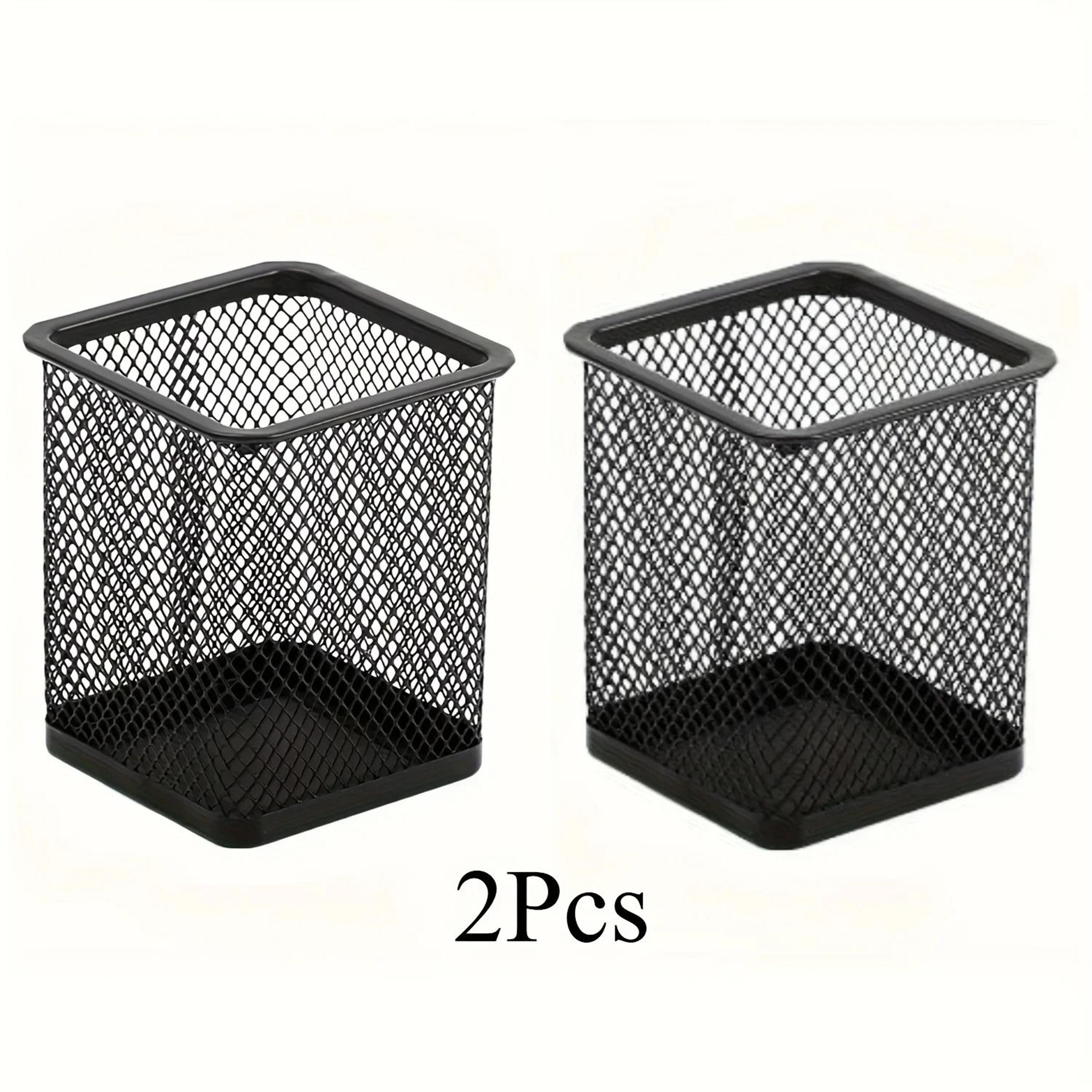 black mesh desktop pen holder set wire pencil storage cups