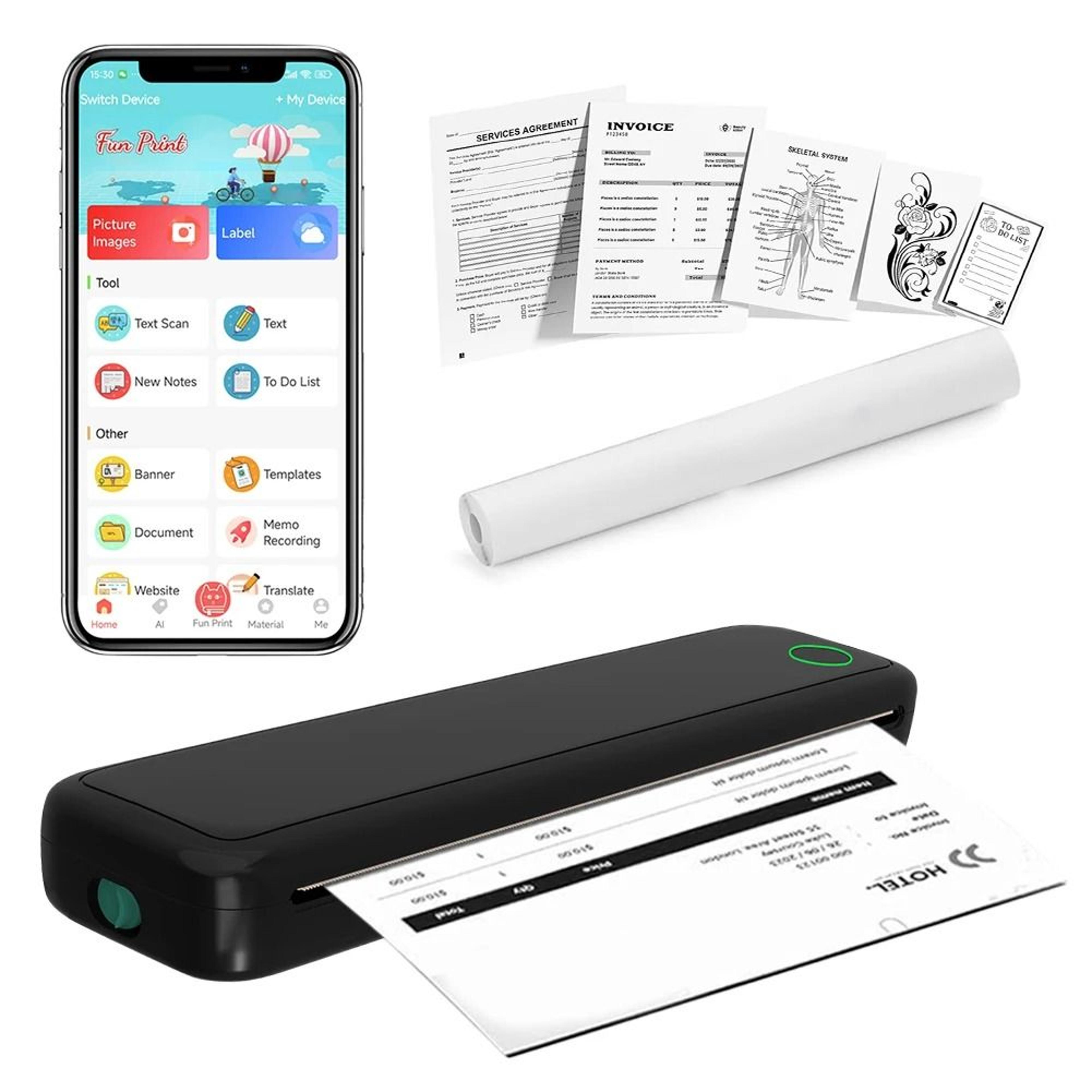 portable a4 thermal printer inkless mini printer for phone pc and tattoo transfer