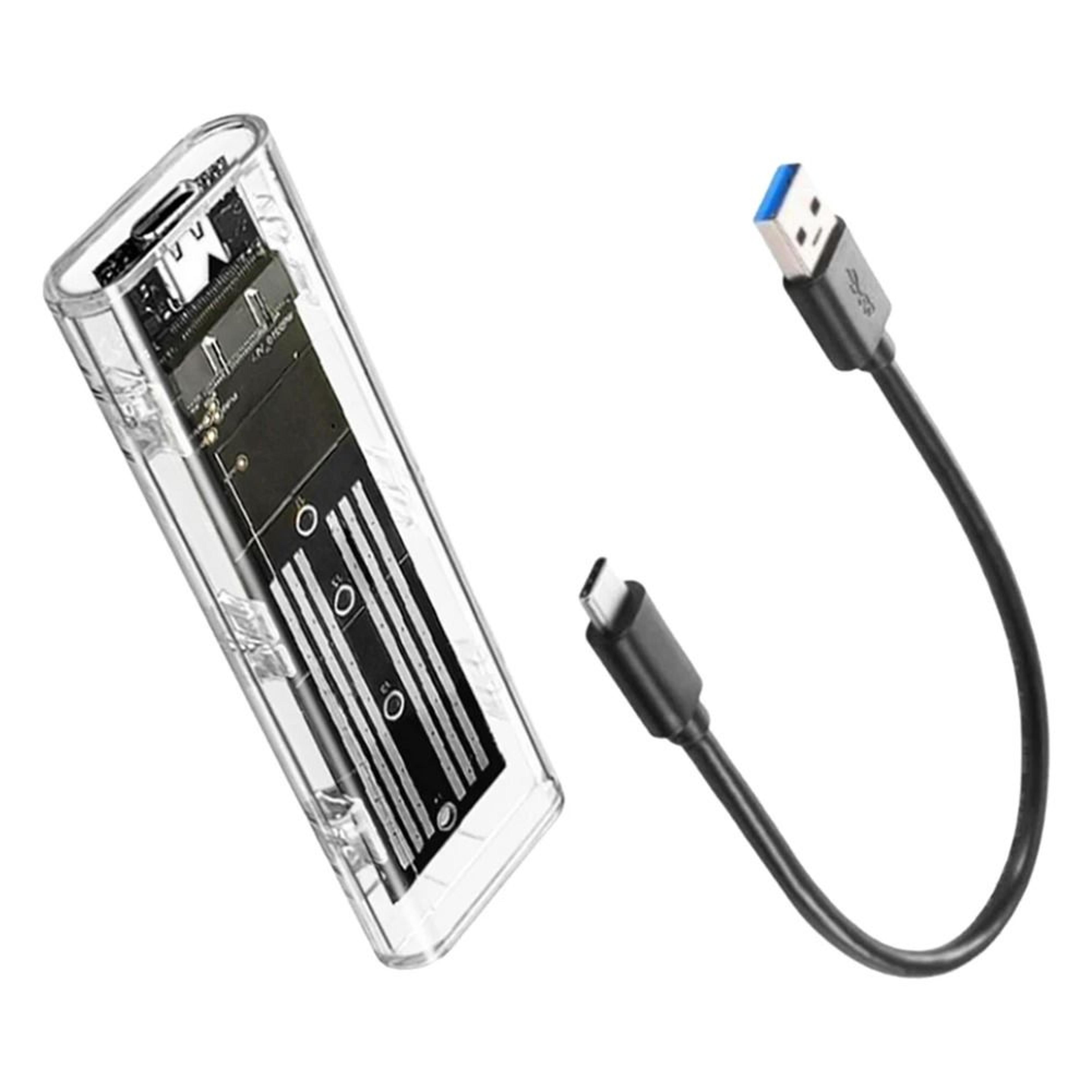 m2 sata external ssd enclosure usb c 10gbps transparent hard drive case