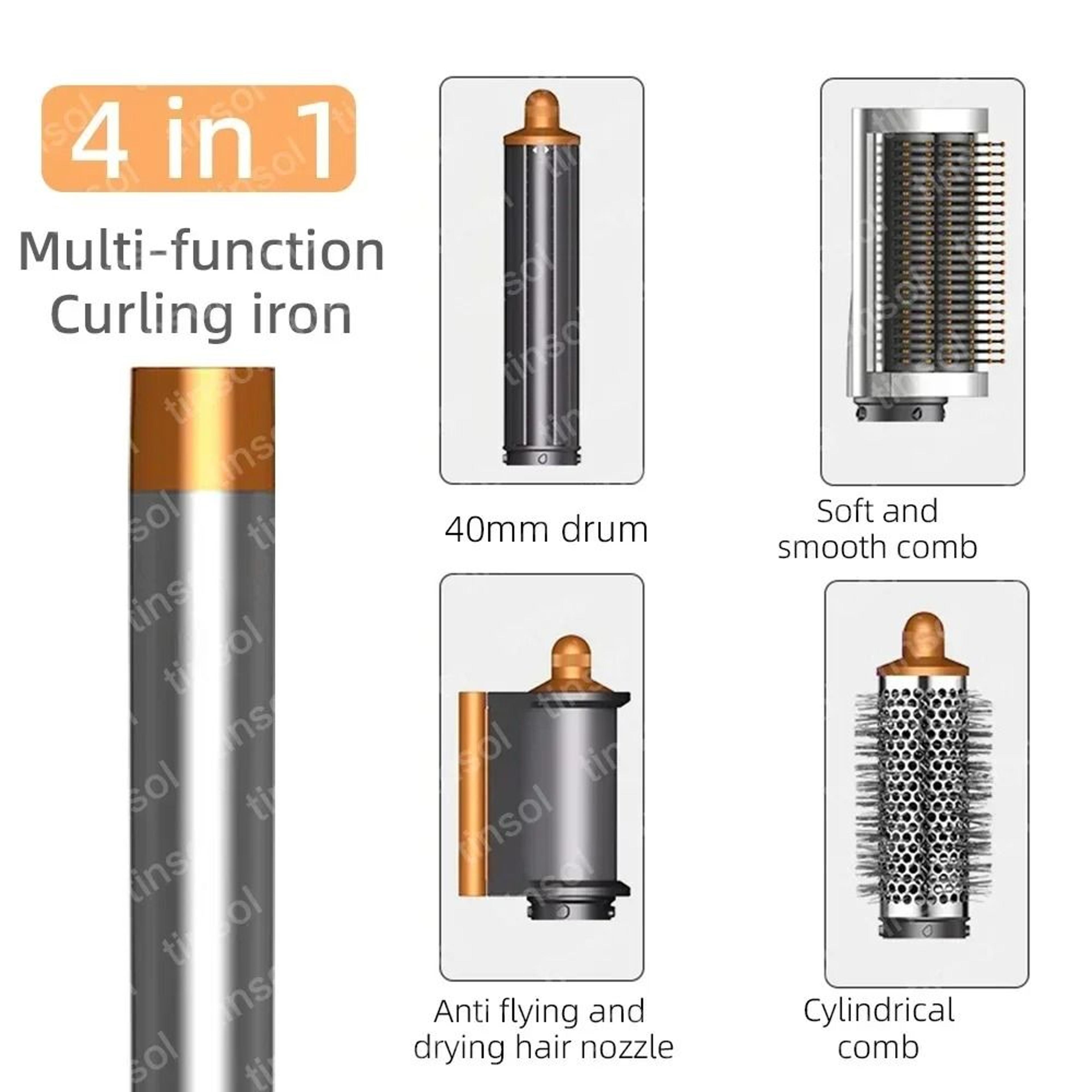 6 in 1 multi function hair dryer styling kit with curling and volumizing attachments