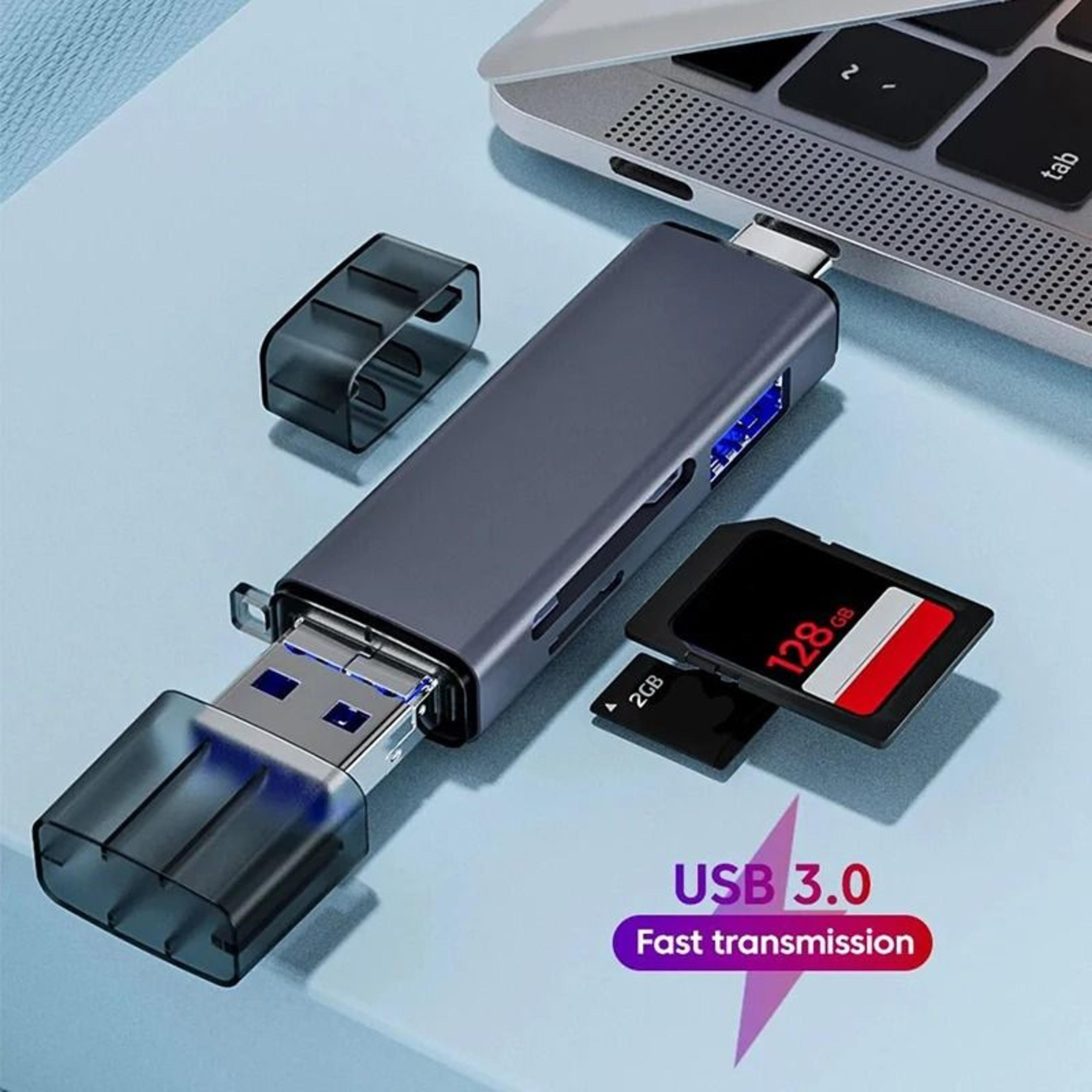 6 in 1 usb card reader usb 3.0 type c sd tf memory adapter