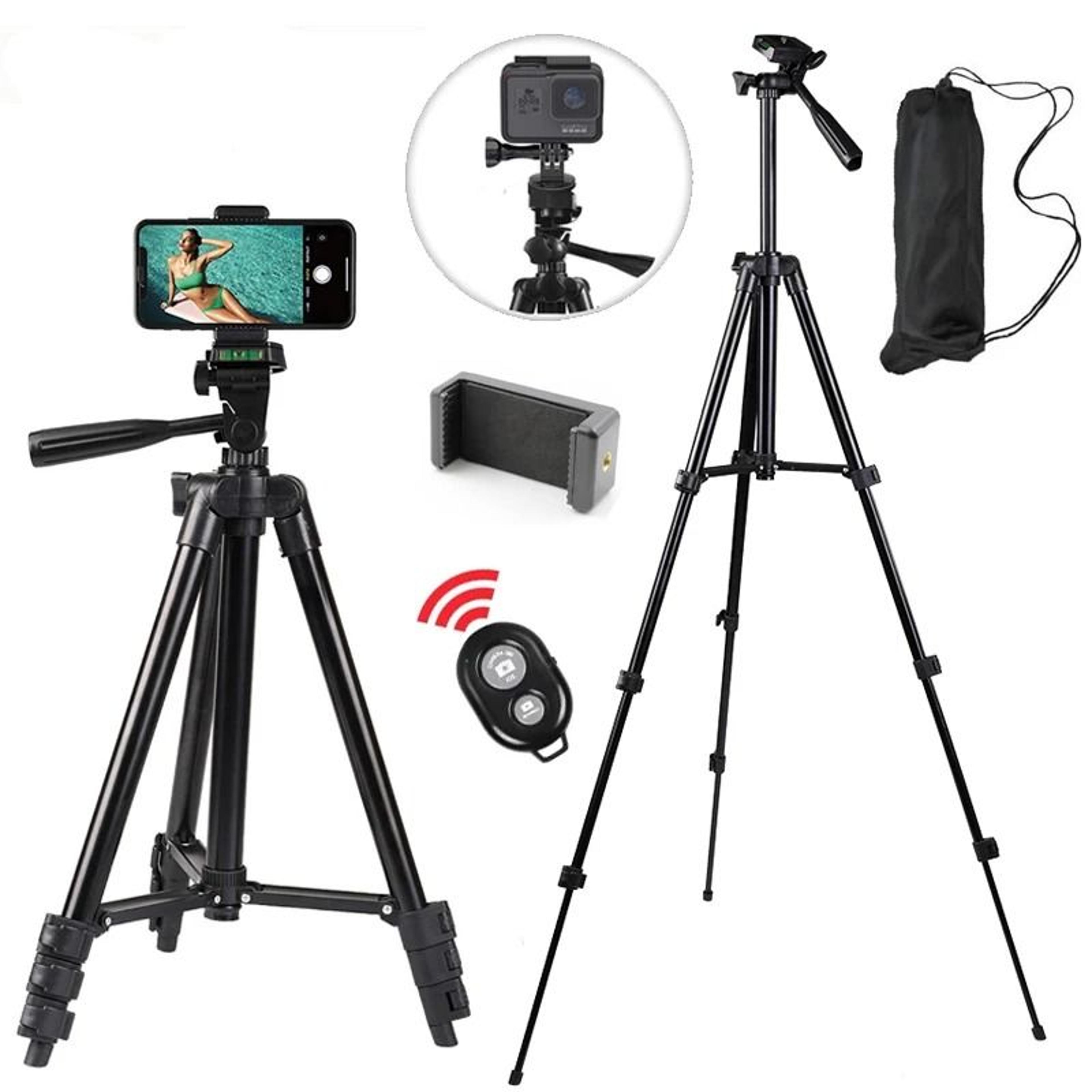 universal phone tripod stand with bluetooth remote for video recording
