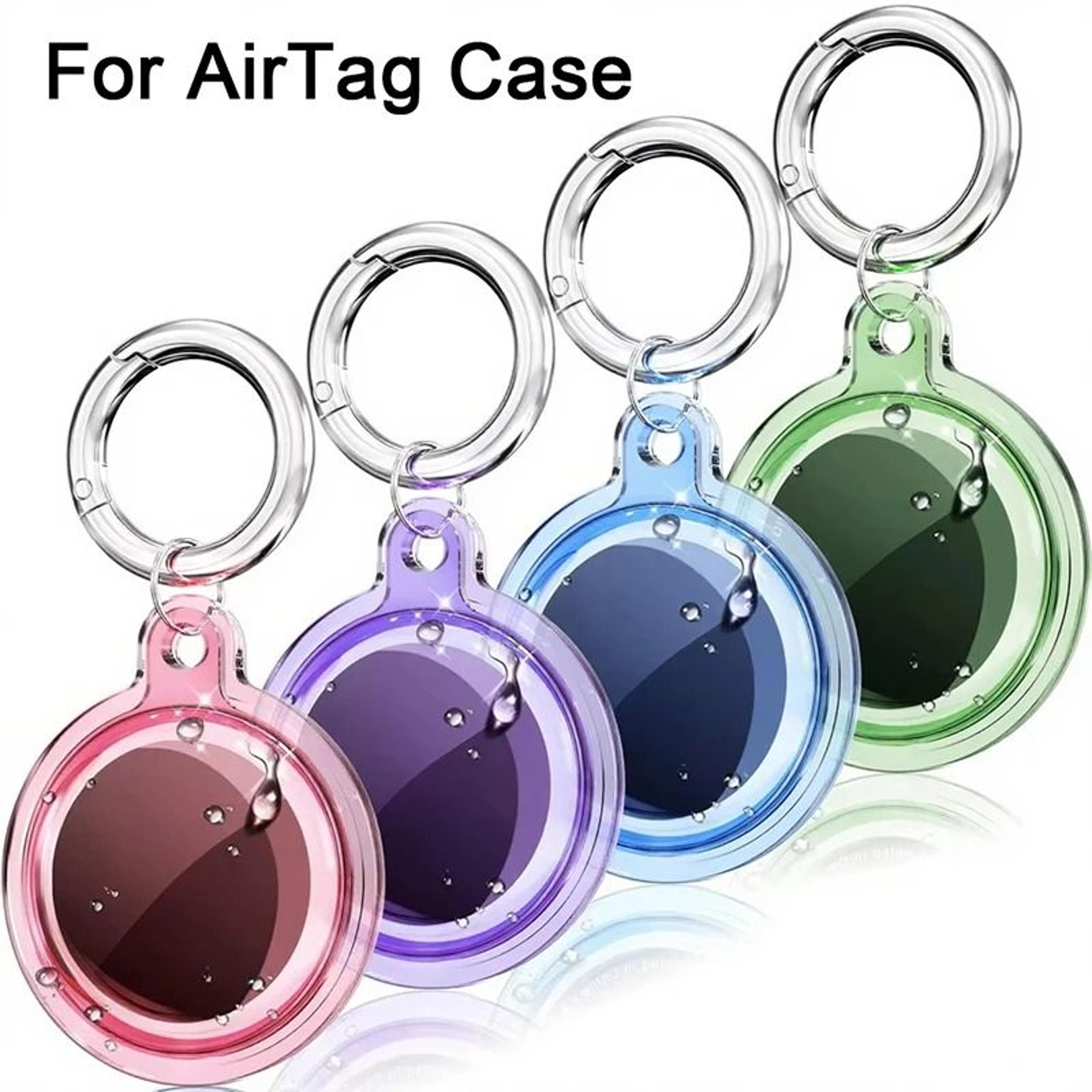 waterproof airtag case transparent tpu cover with keychain for pets and keys