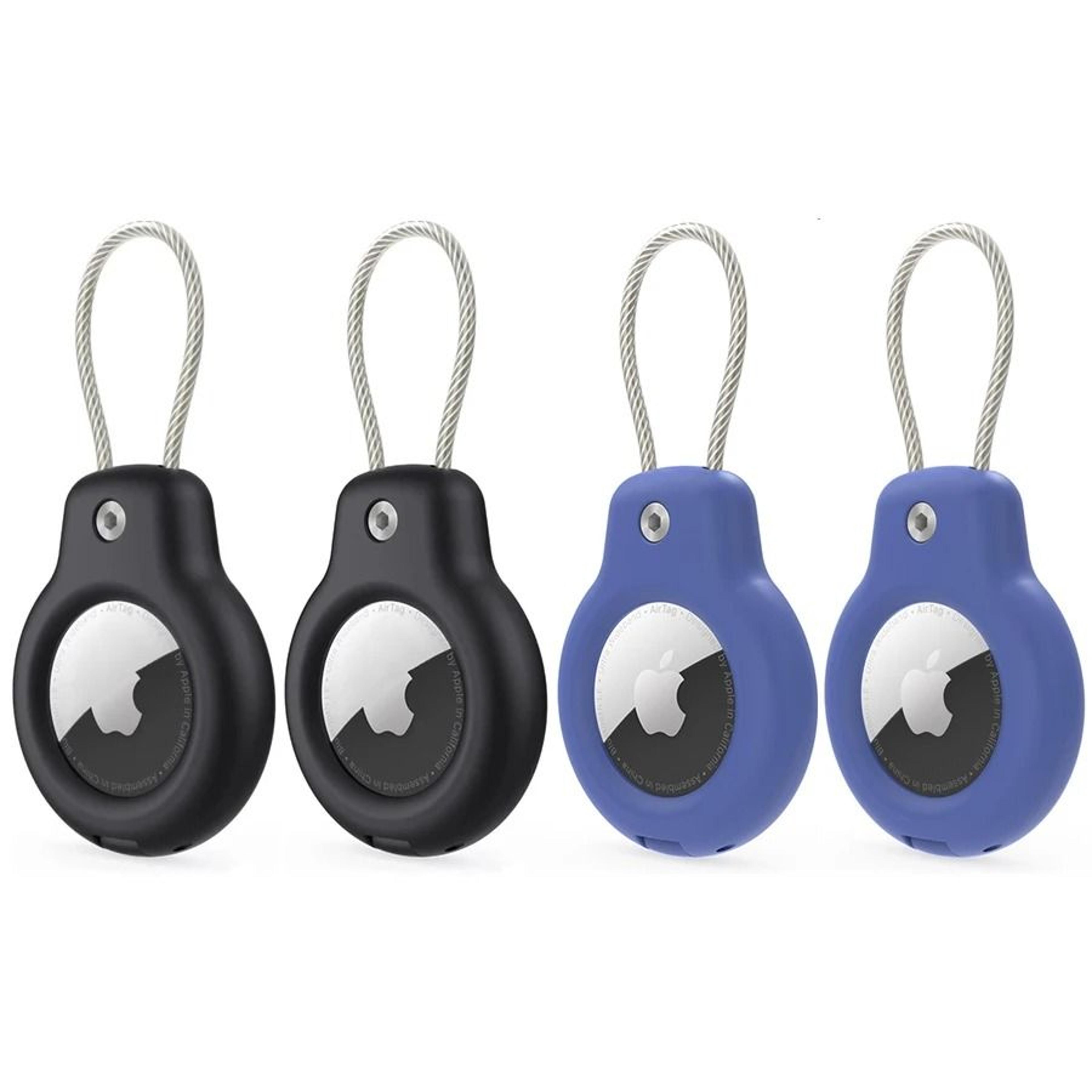 apple airtag keychain holder with steel wire cable anti lost protective case