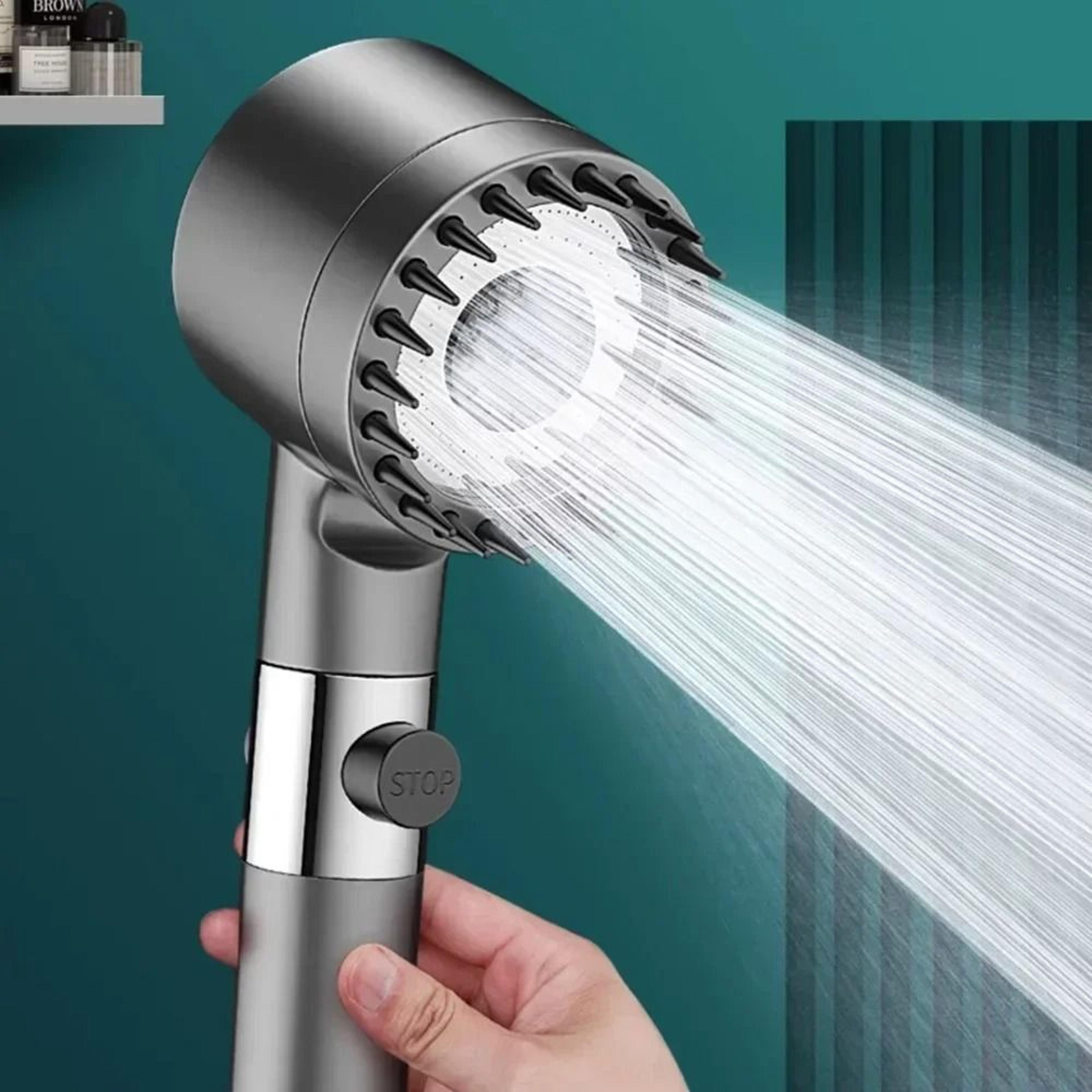3 mode high pressure shower head with filter and massage brush