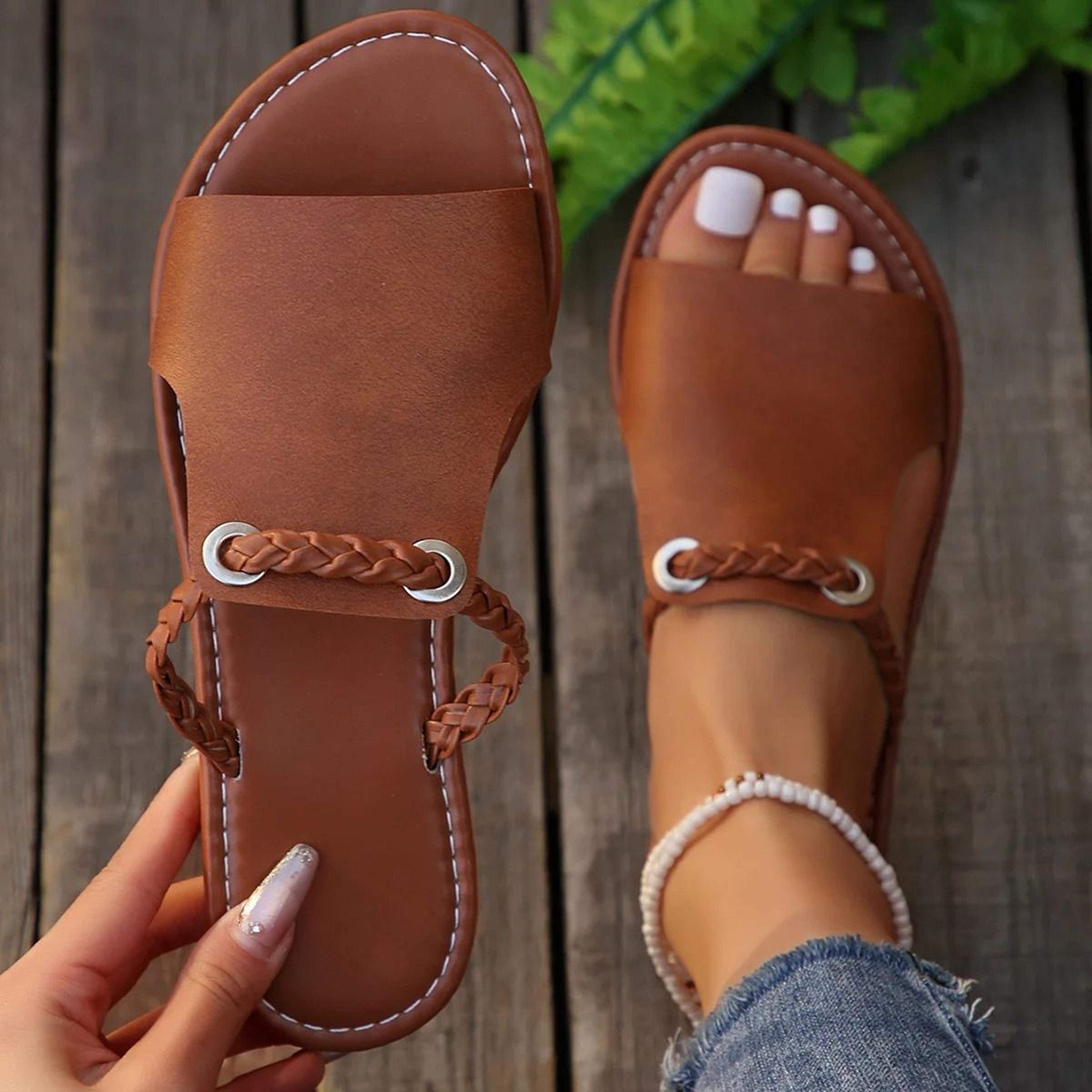 women square toe cross strap flat sandals summer flip flops beach slippers