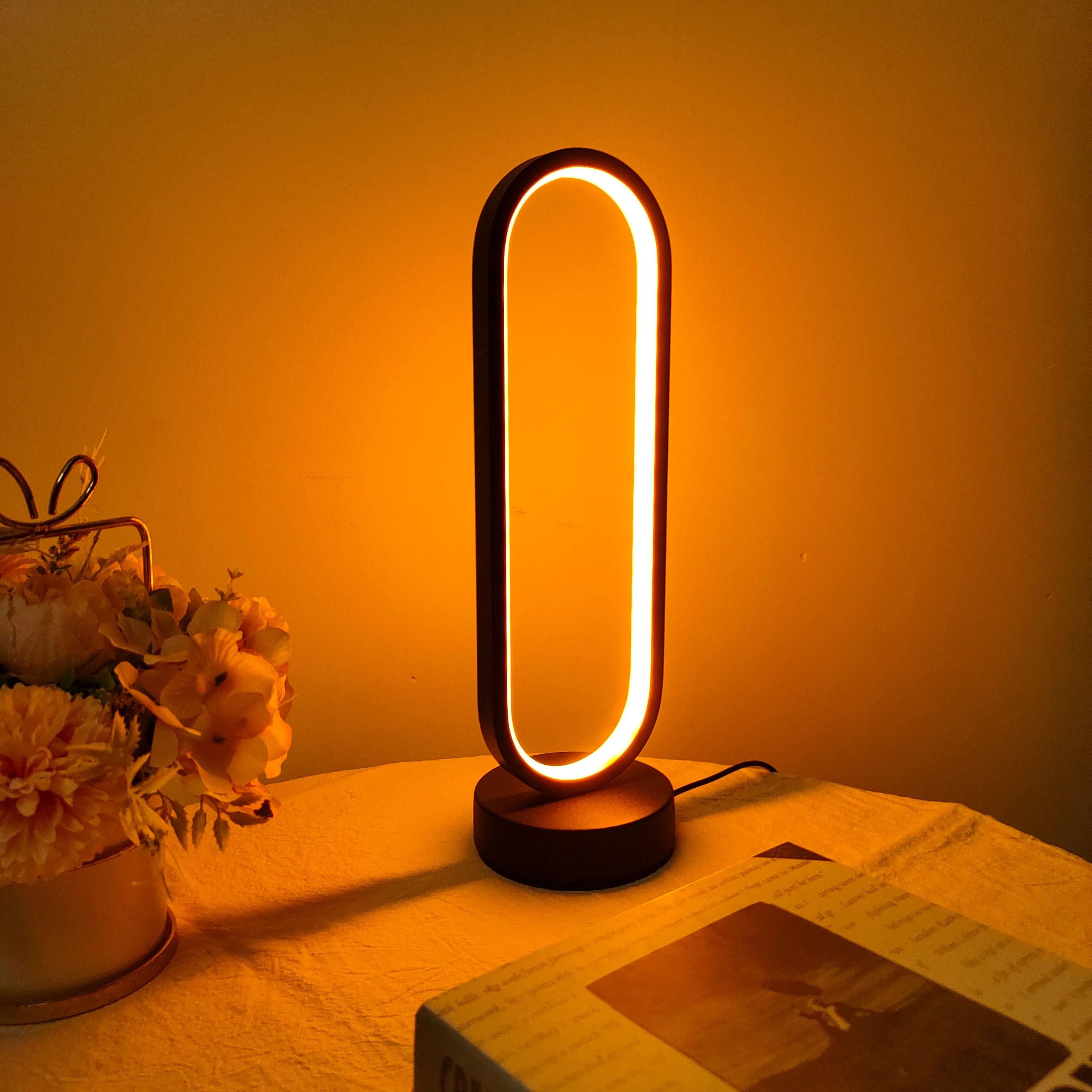 led bedside lamp three color dimming ring table lamp bedroom night light