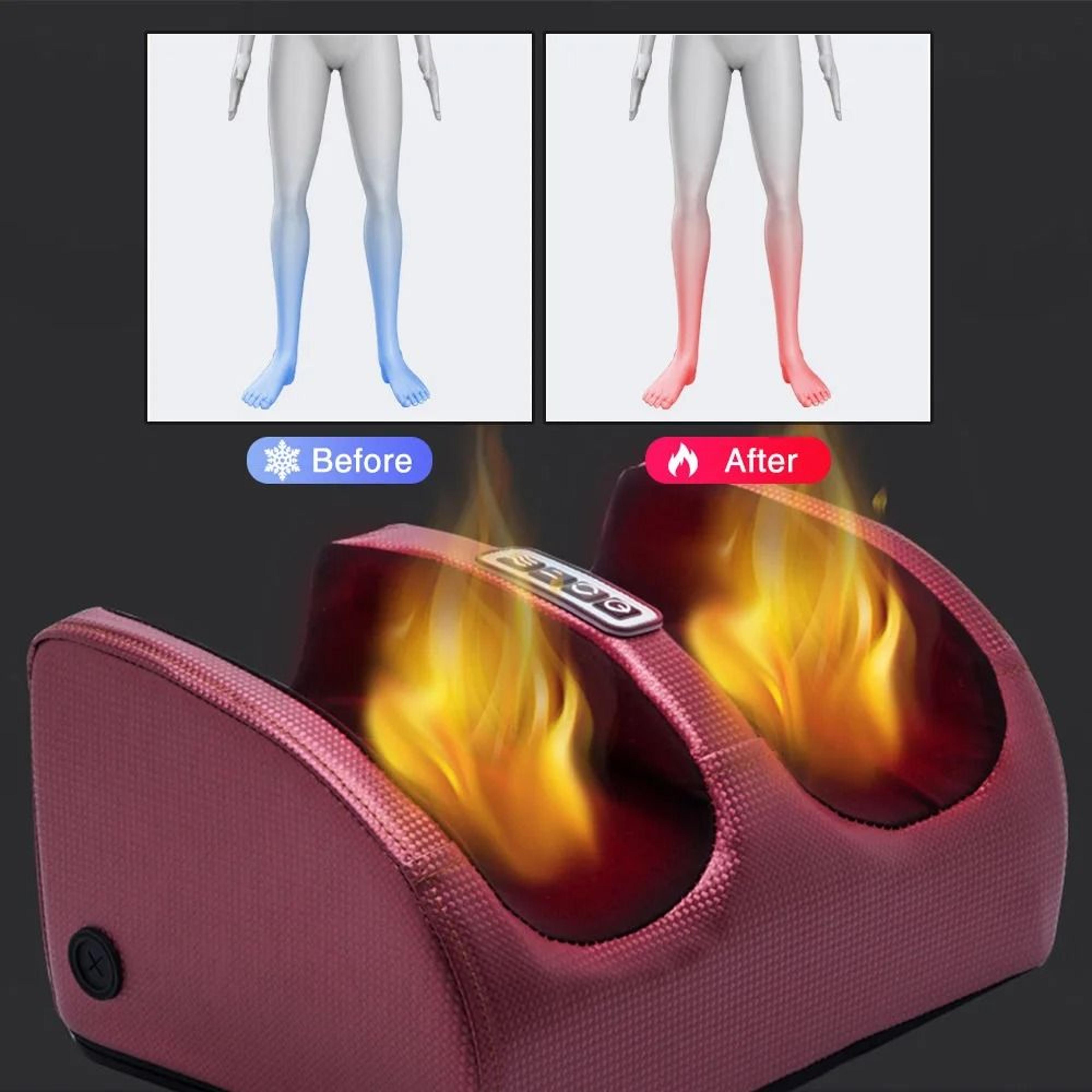 heated shiatsu electric foot massager with hot compression for foot pain relief
