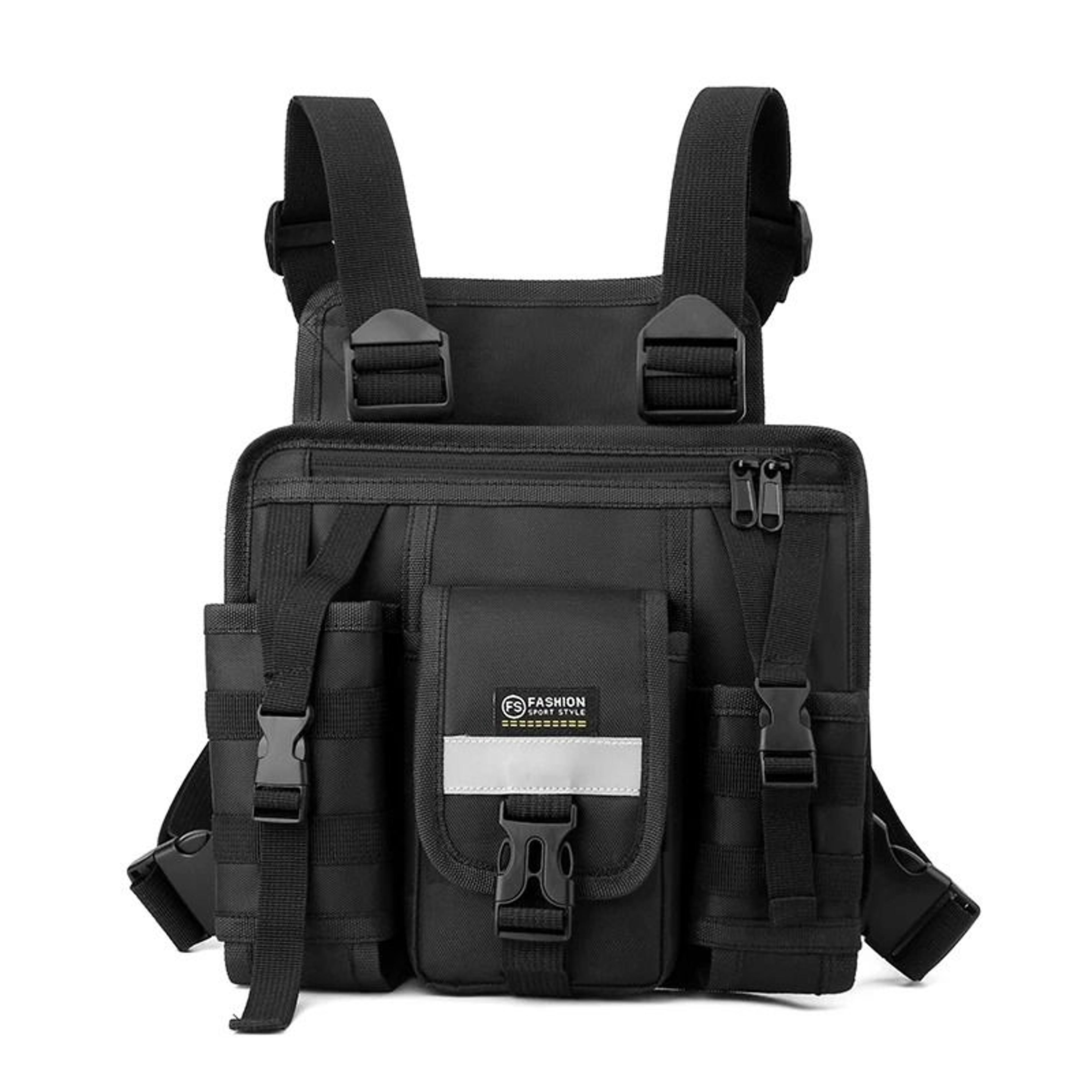 reflective chest rig bag tactical vest chest bag multi pocket streetwear chest pack