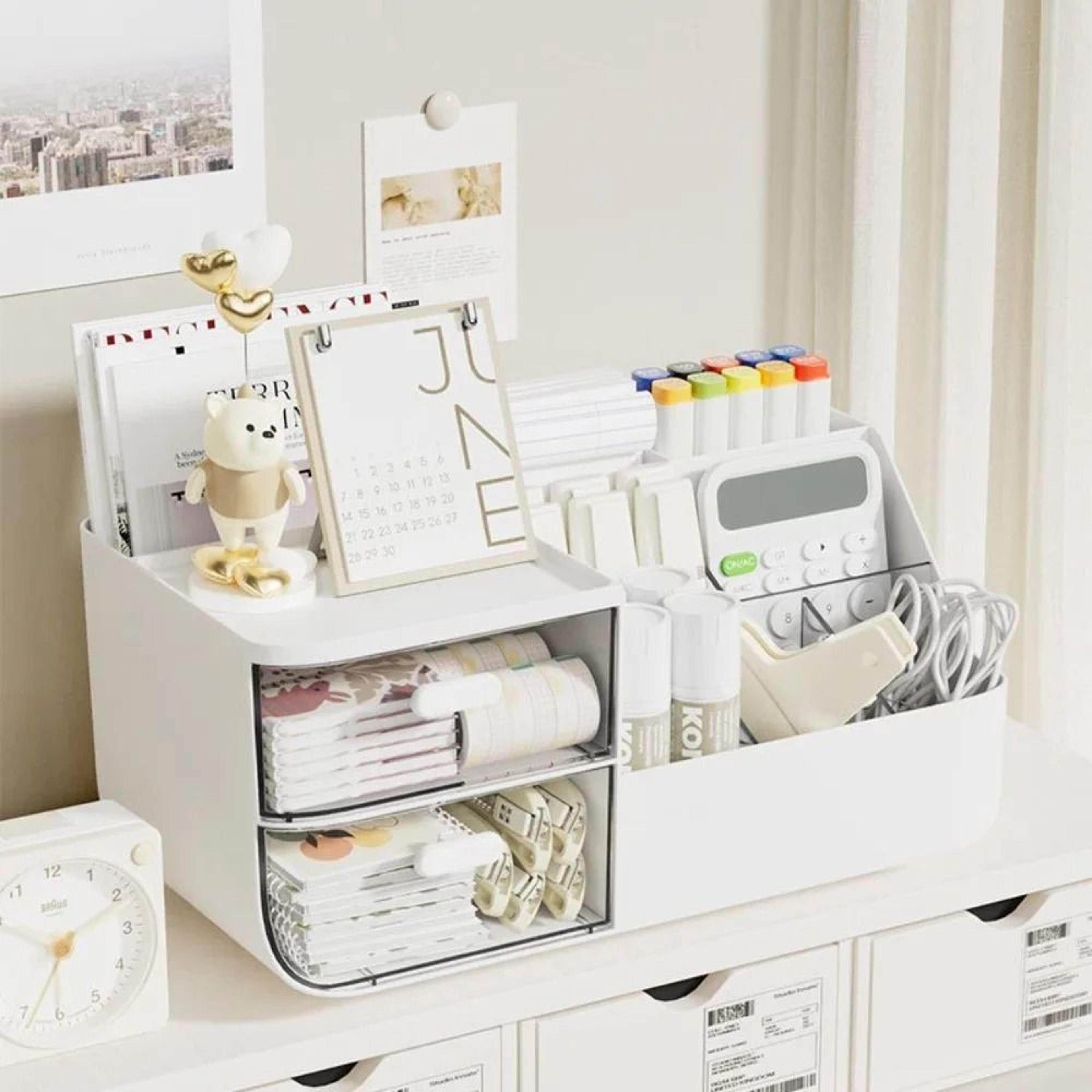multifunctional desk organizer stationery and cable storage box