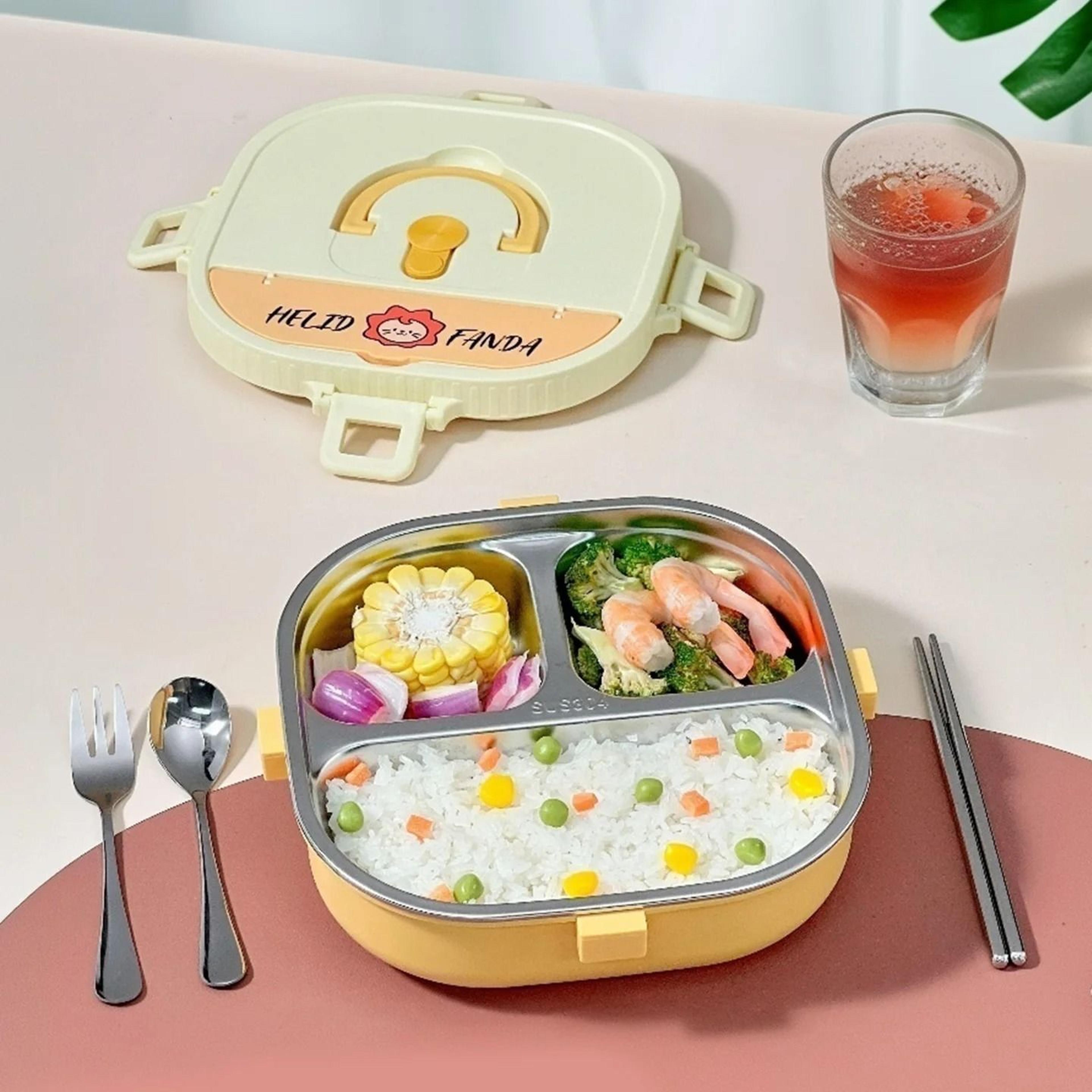 stainless steel bento lunch box divided microwave safe sealed food container