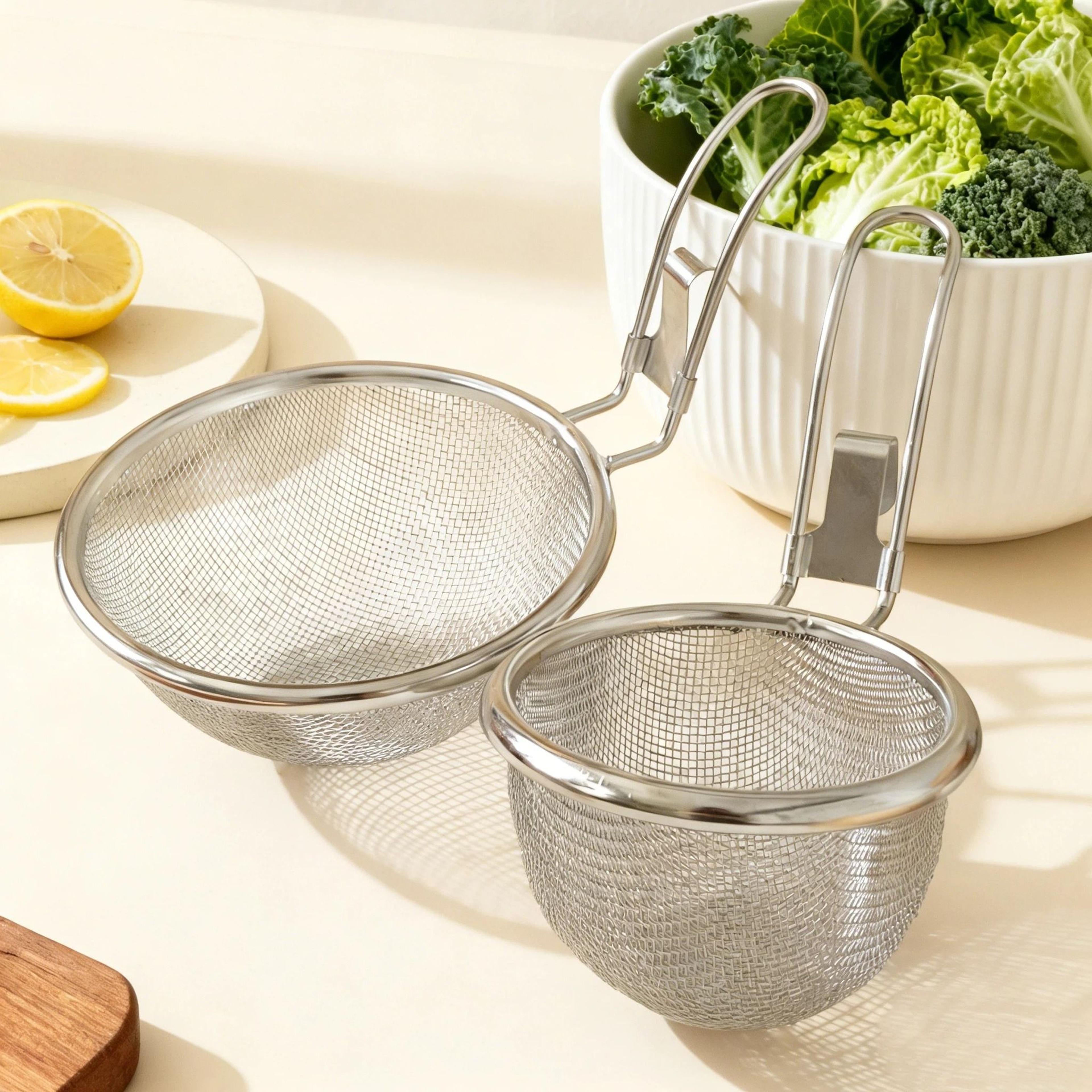 stainless steel colander fine mesh noodle strainer for hot pot and cooking