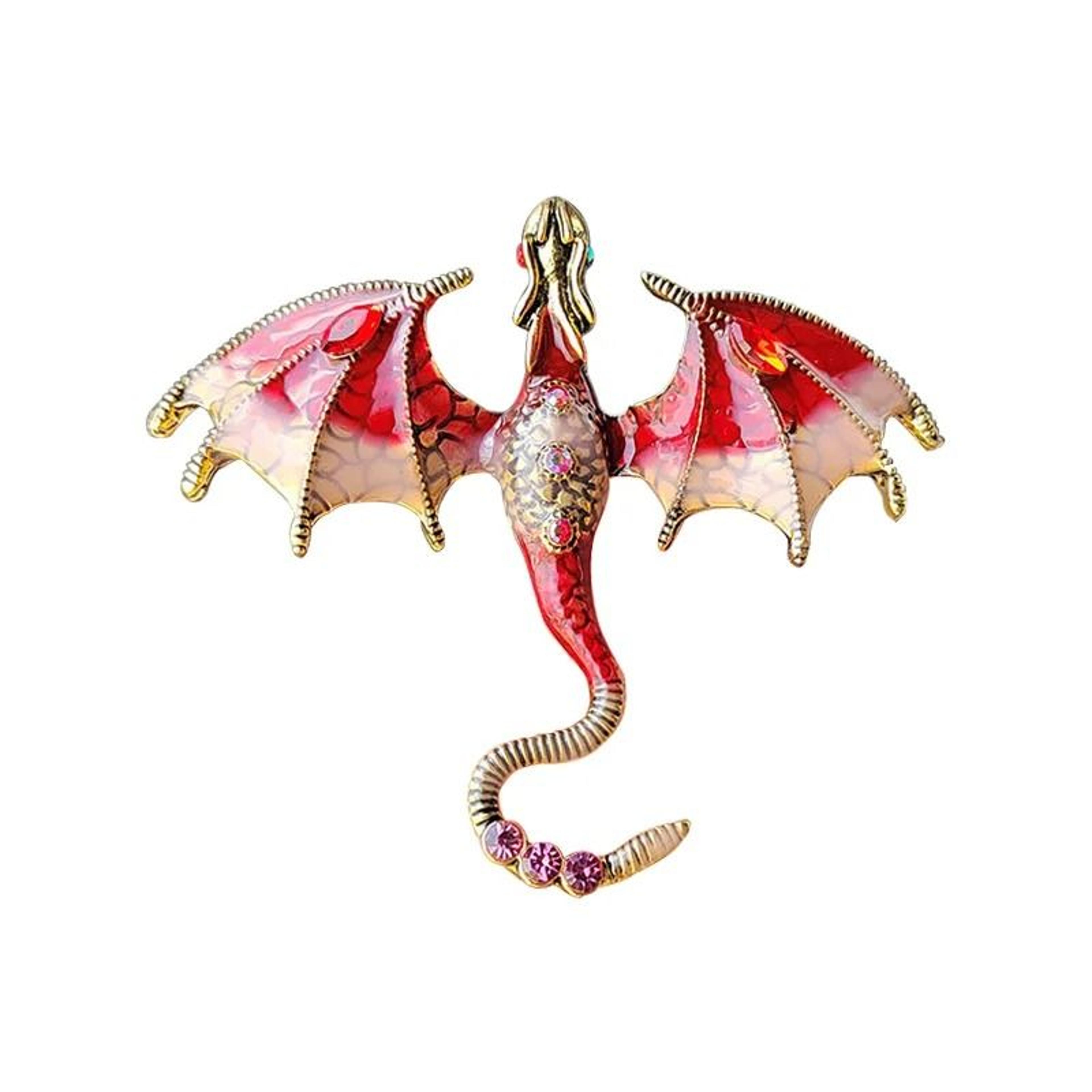 enamel dragon brooch rhinestone animal pin statement jewelry accessory