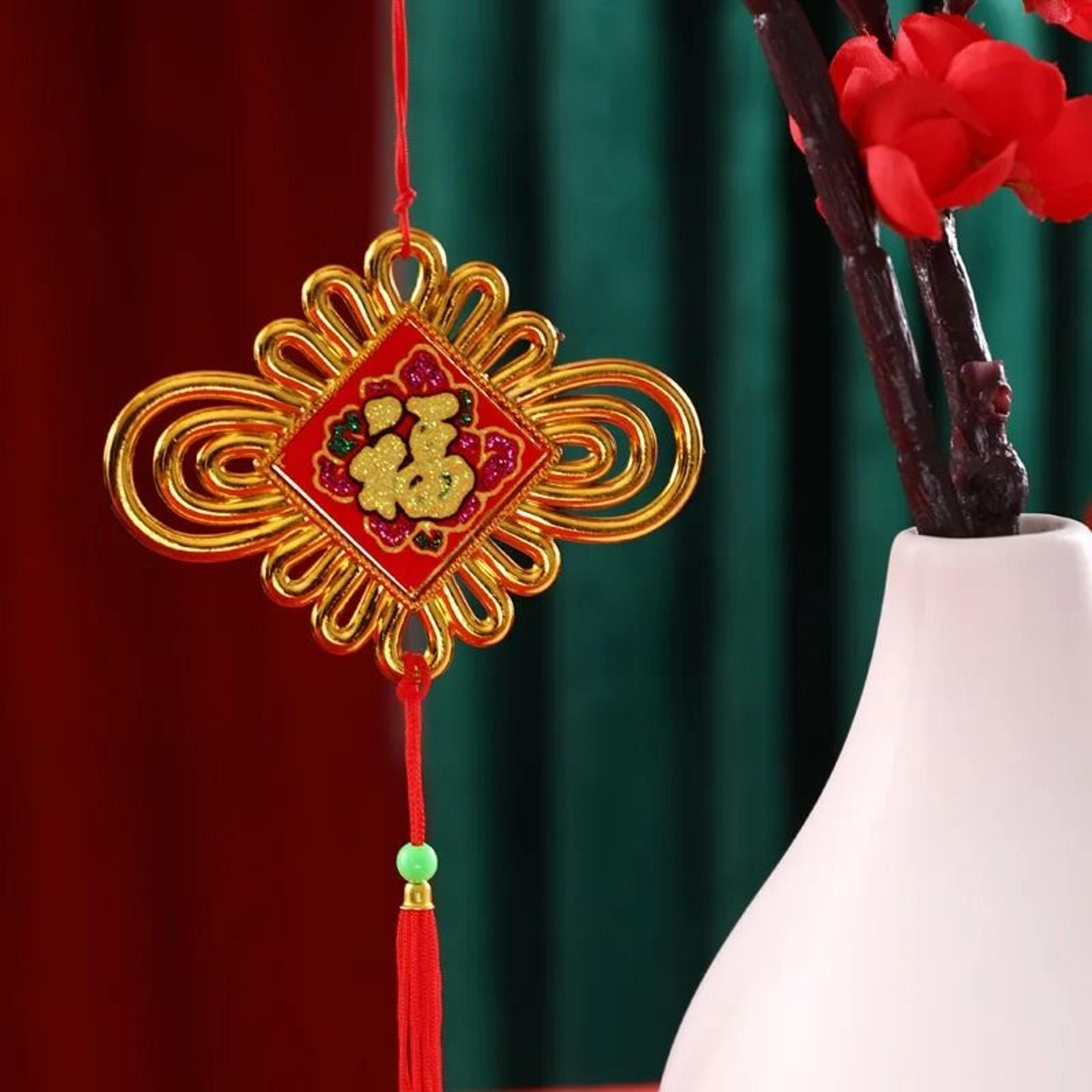 chinese new year gold tassel hanging ornaments lucky festive decor set of 6