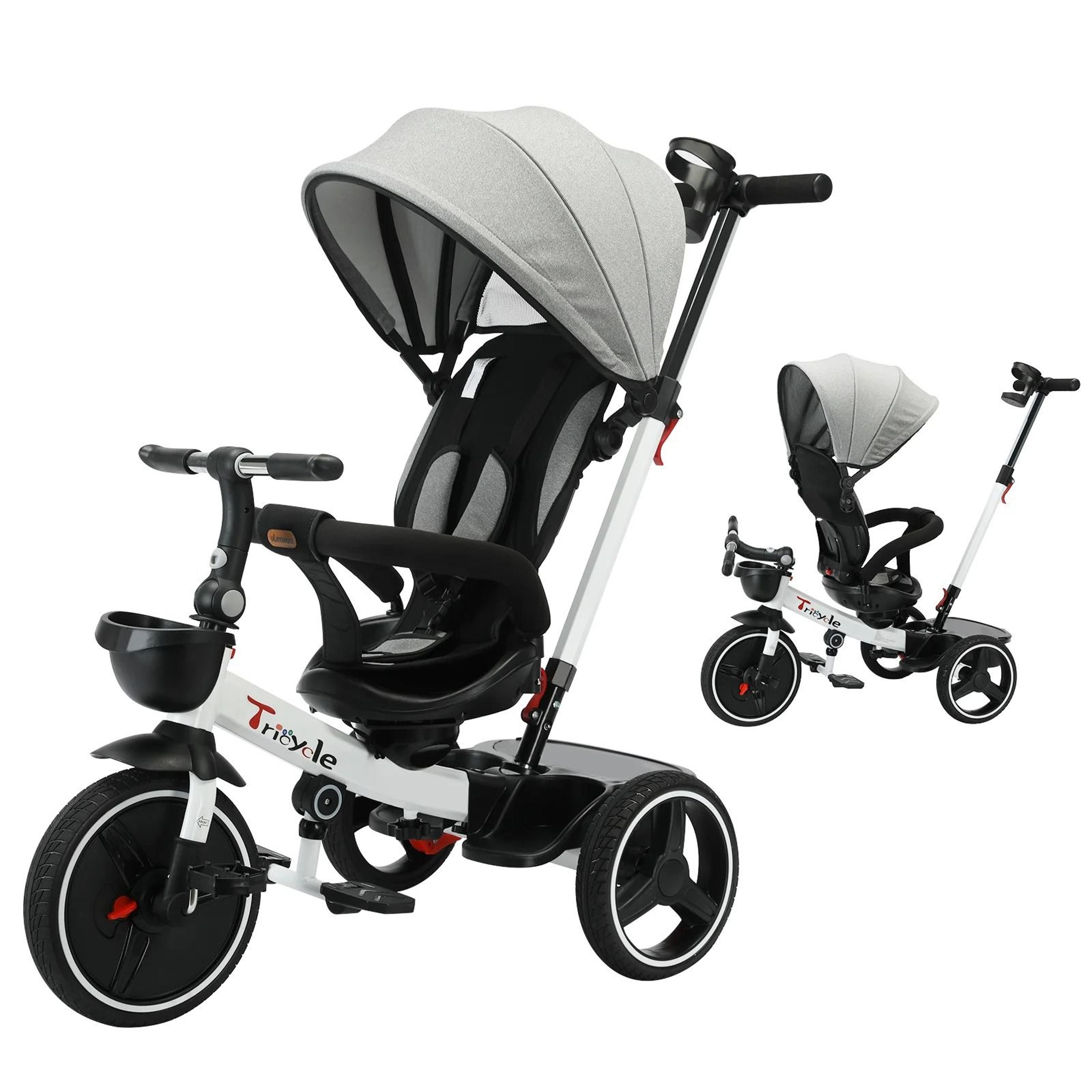 ubravoo 5 in 1 baby stroller tricycle adjustable canopy convertible ride on bike