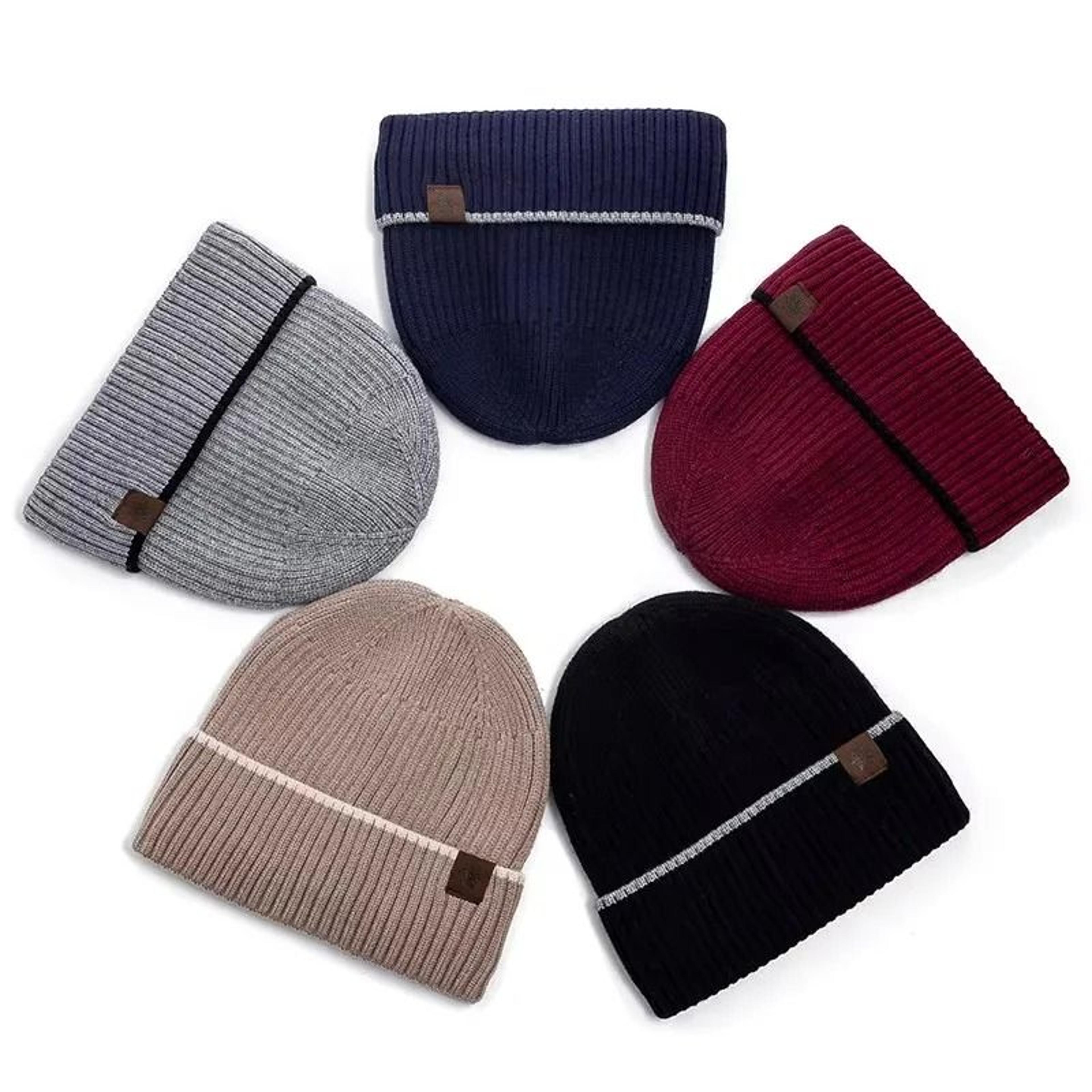 unisex winter fleece beanie plush lined knitted warm hat for outdoor use