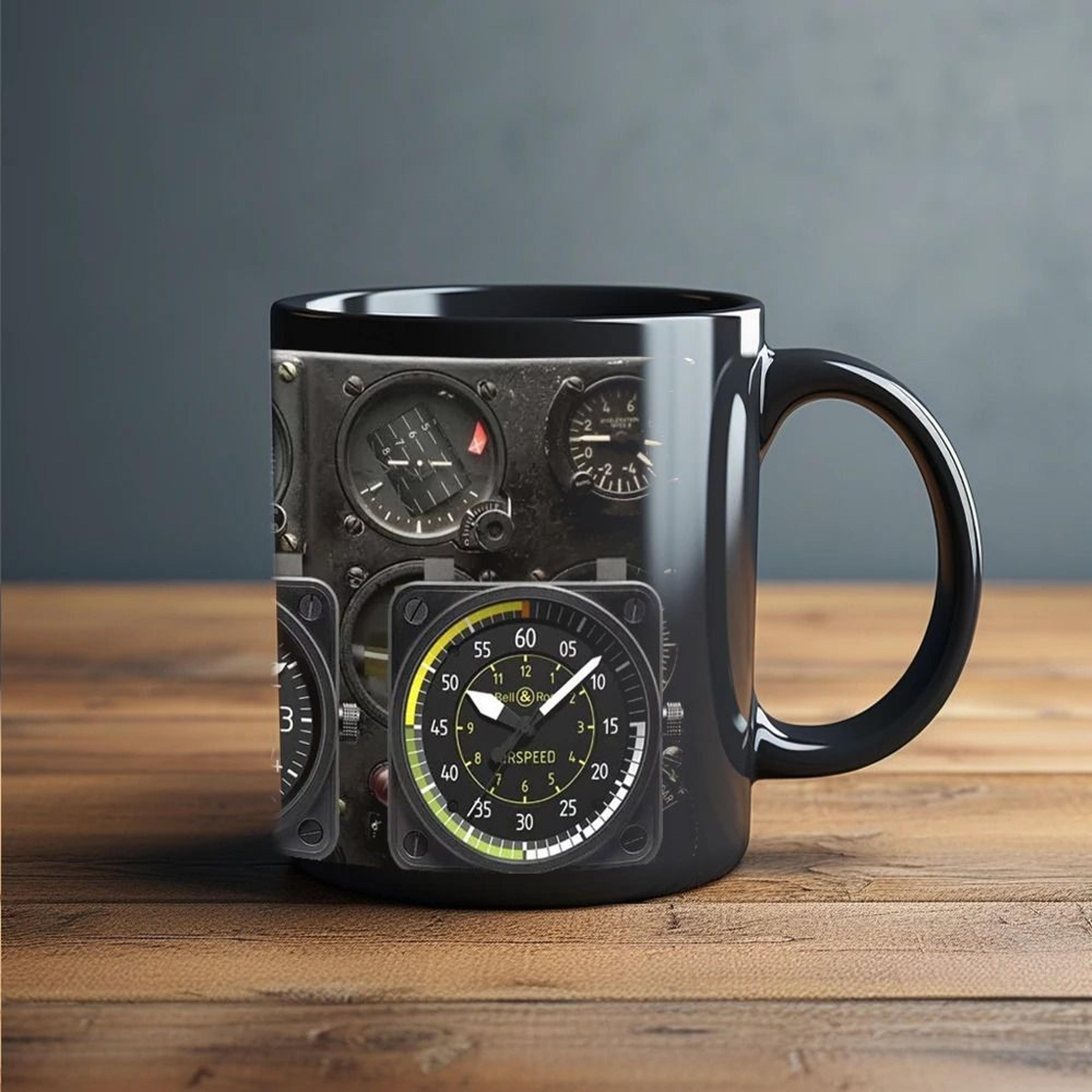 spaceship instrument panel ceramic coffee mug sci fi novelty cup