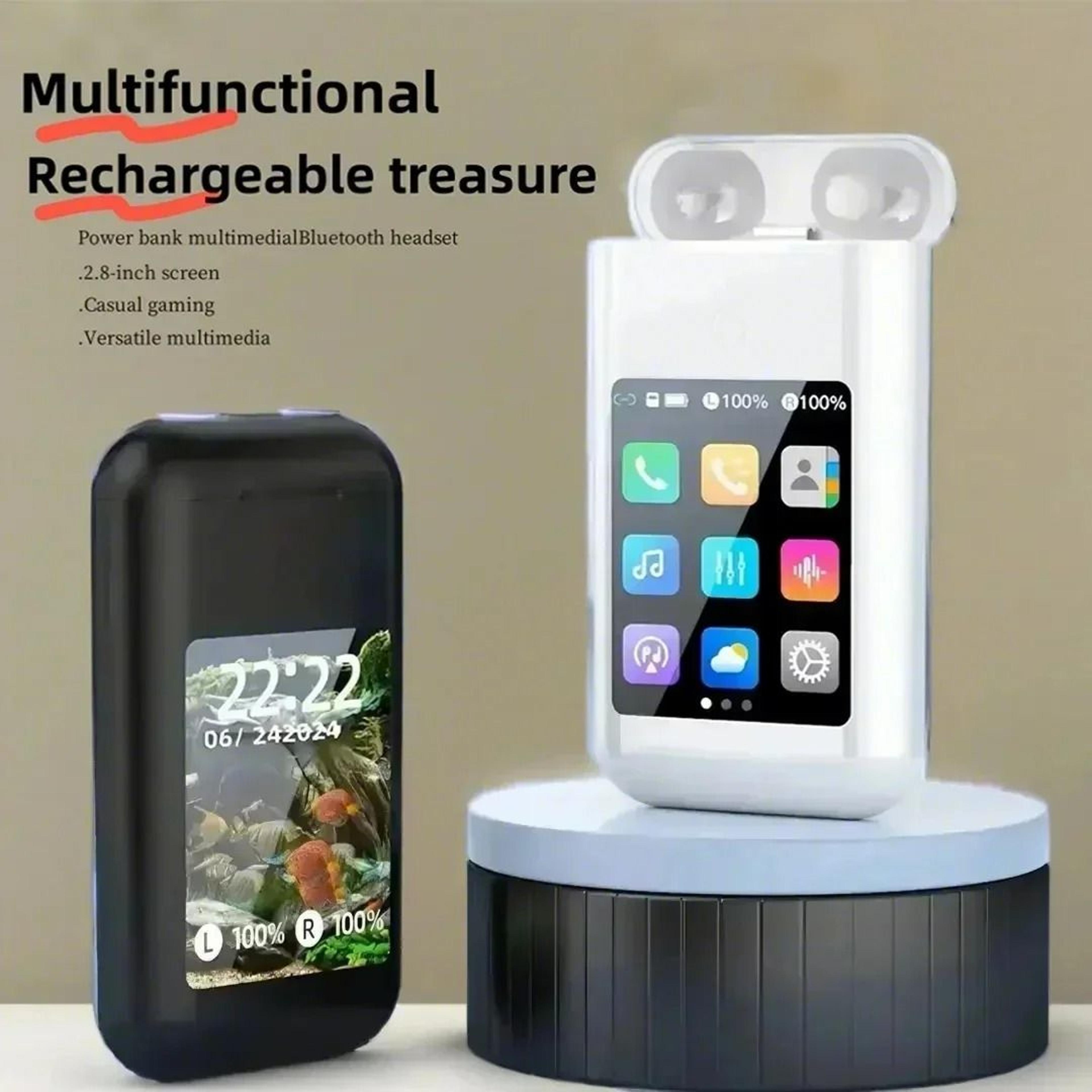 bluetooth wireless earbuds with touch screen charging case and power bank