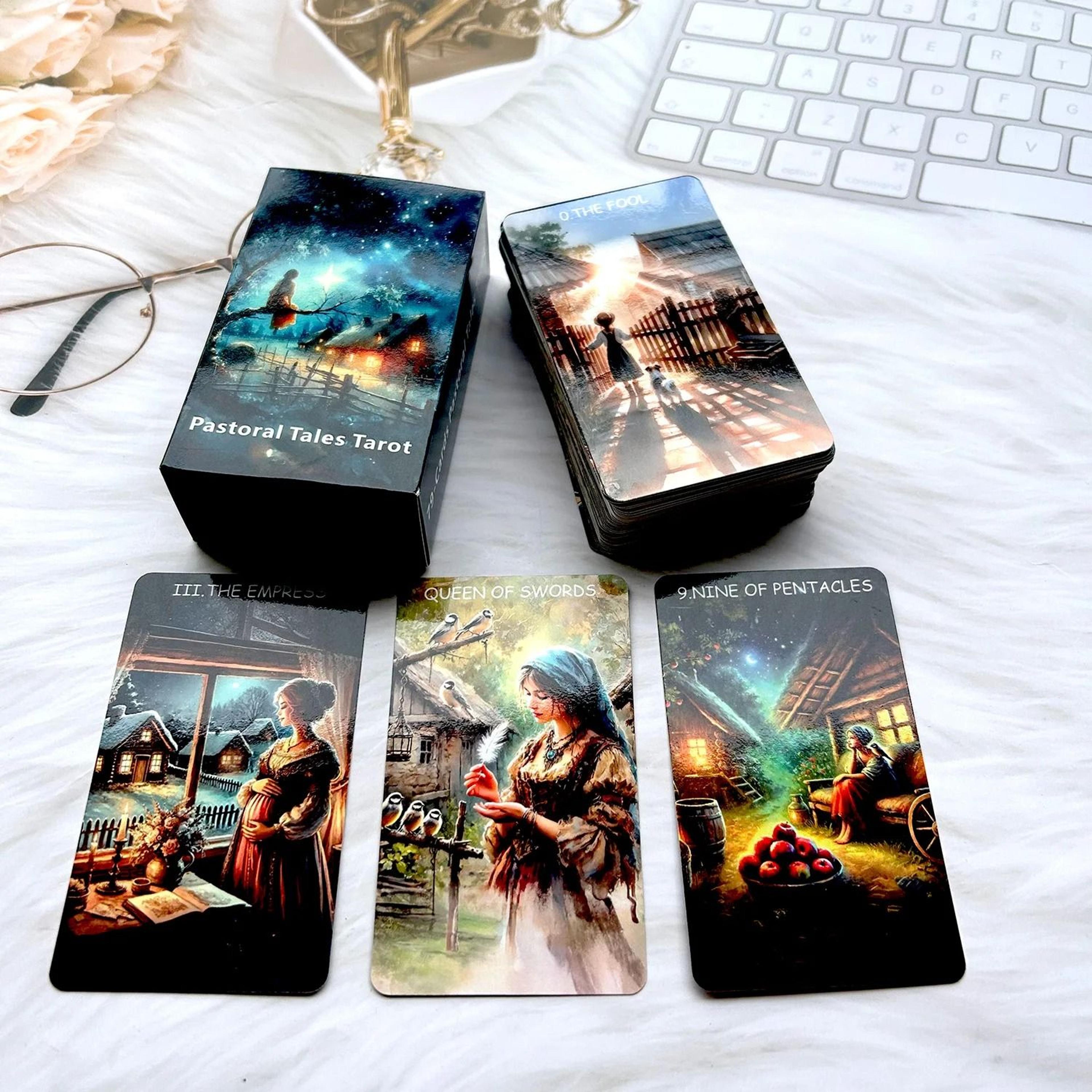 78 card tarot deck scratch proof divination rune reading set