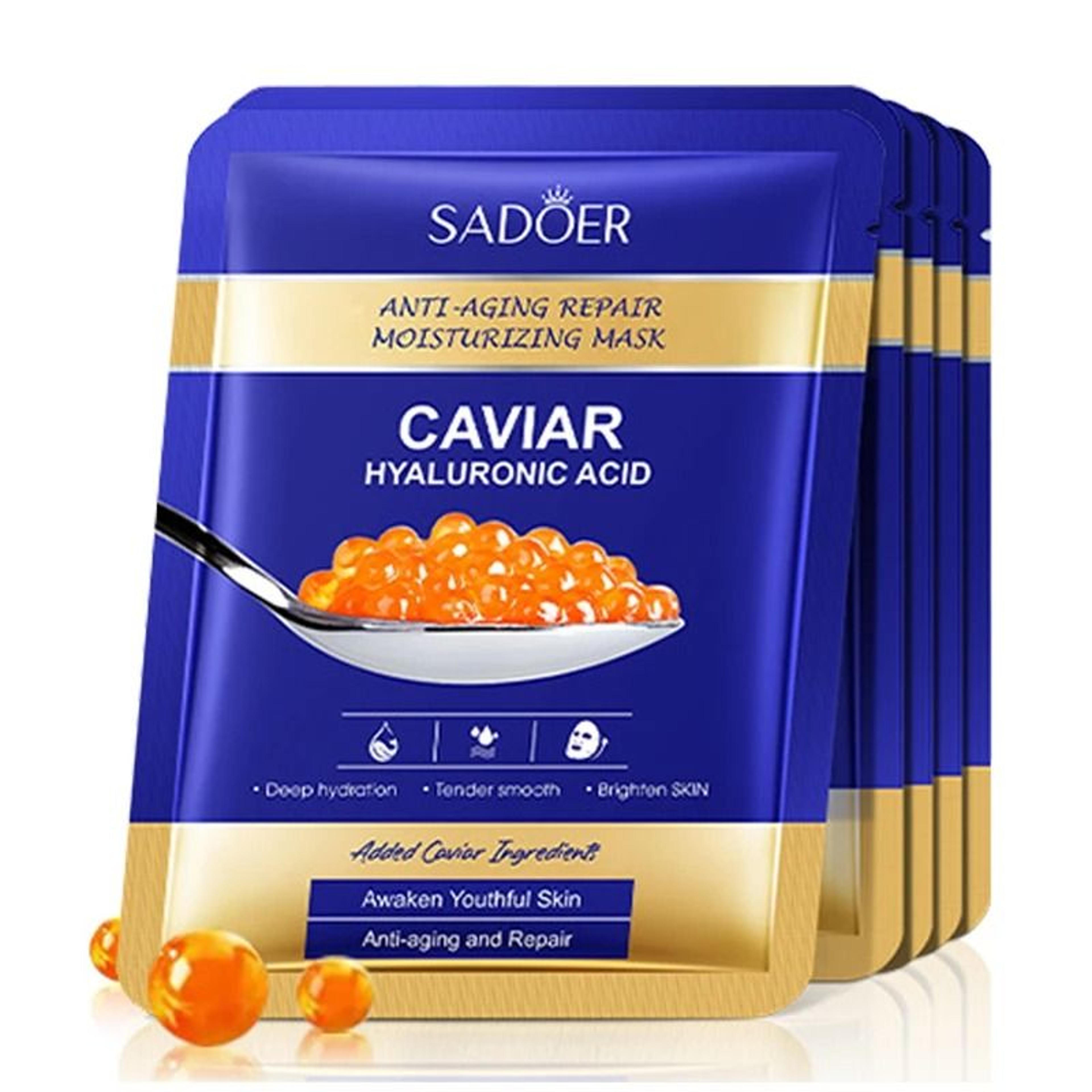 sadoer caviar hyaluronic acid hydrating and brightening face mask set