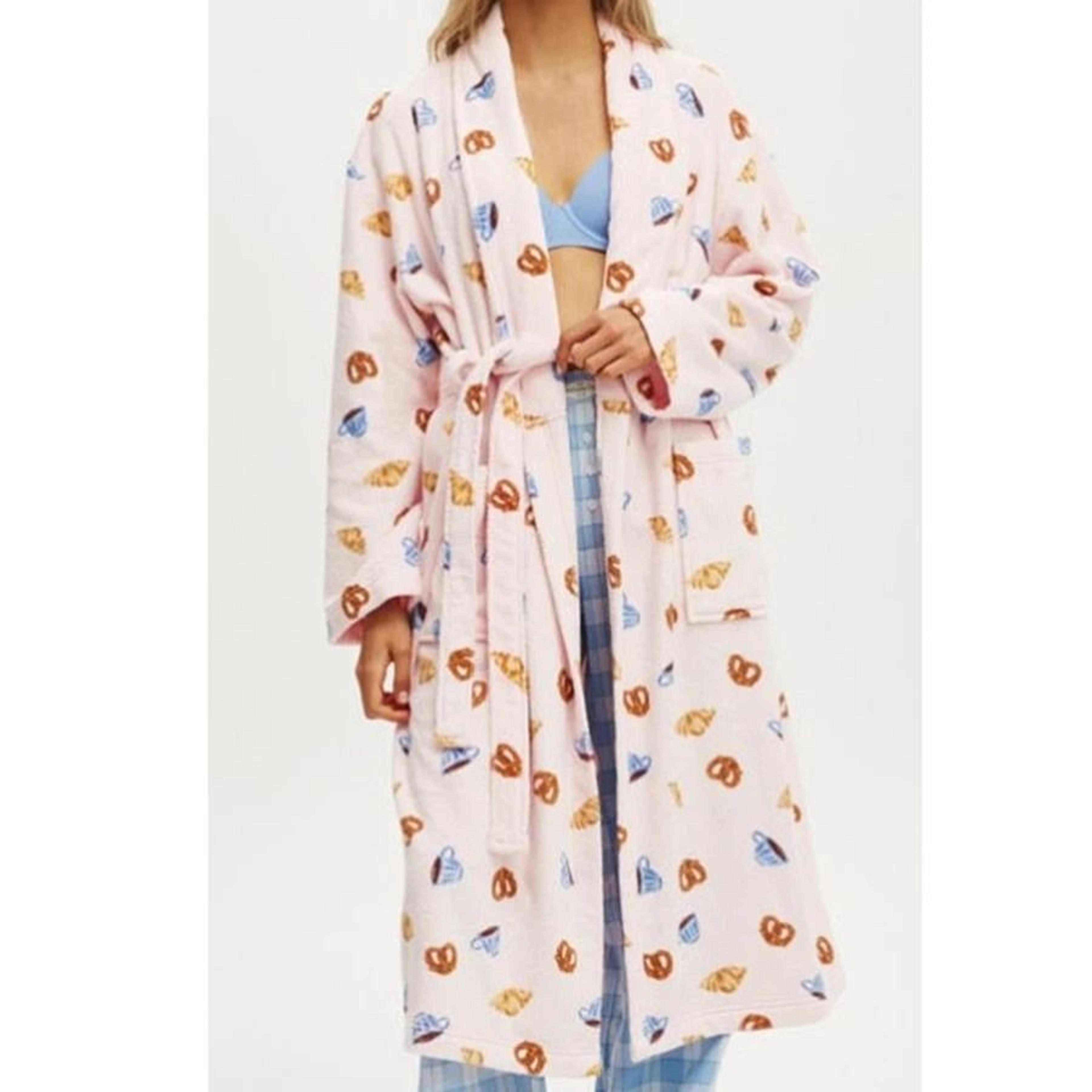 comfort womens towel robe lace up printed classic spa bathrobe