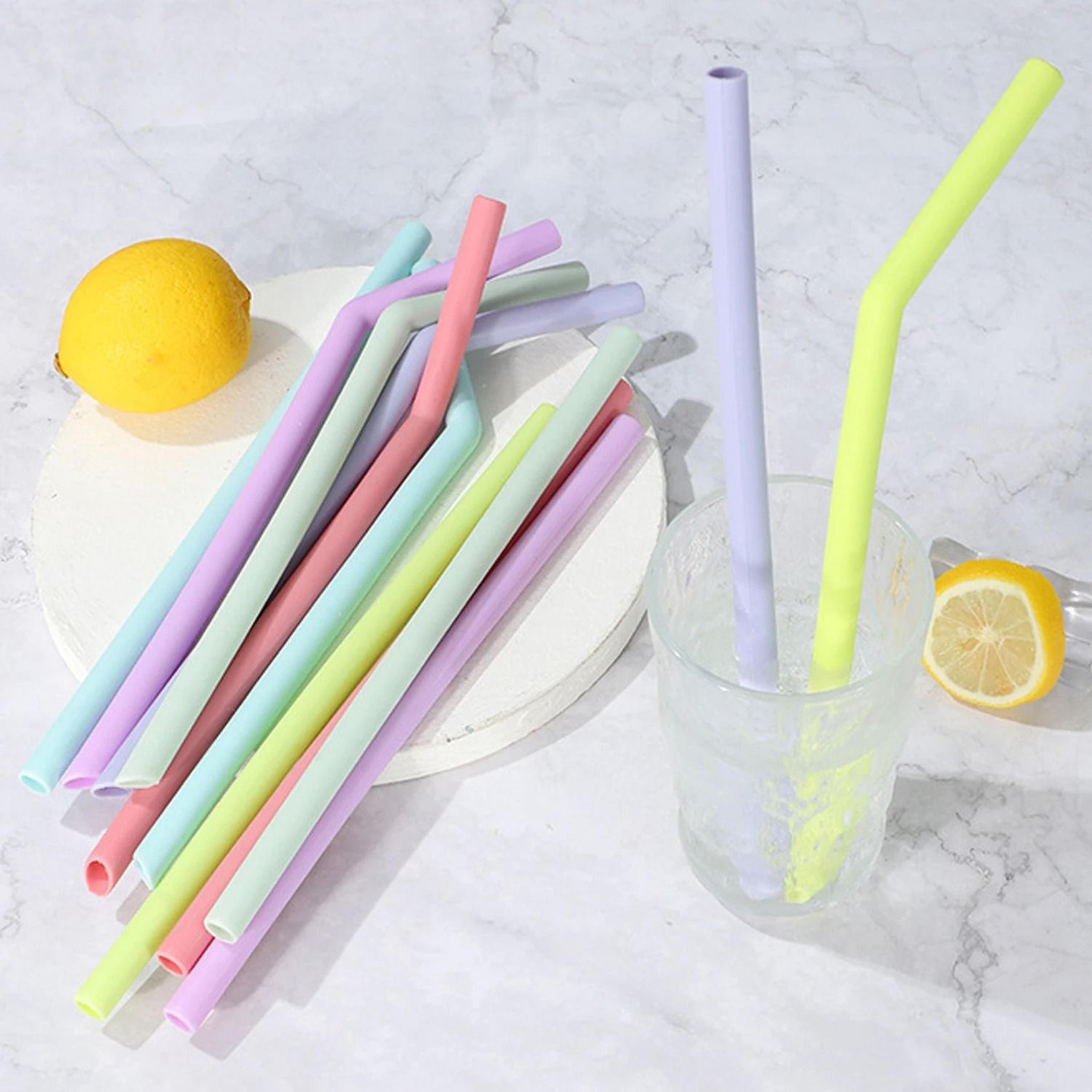 reusable colorful silicone straws heat resistant bubble tea cup accessories