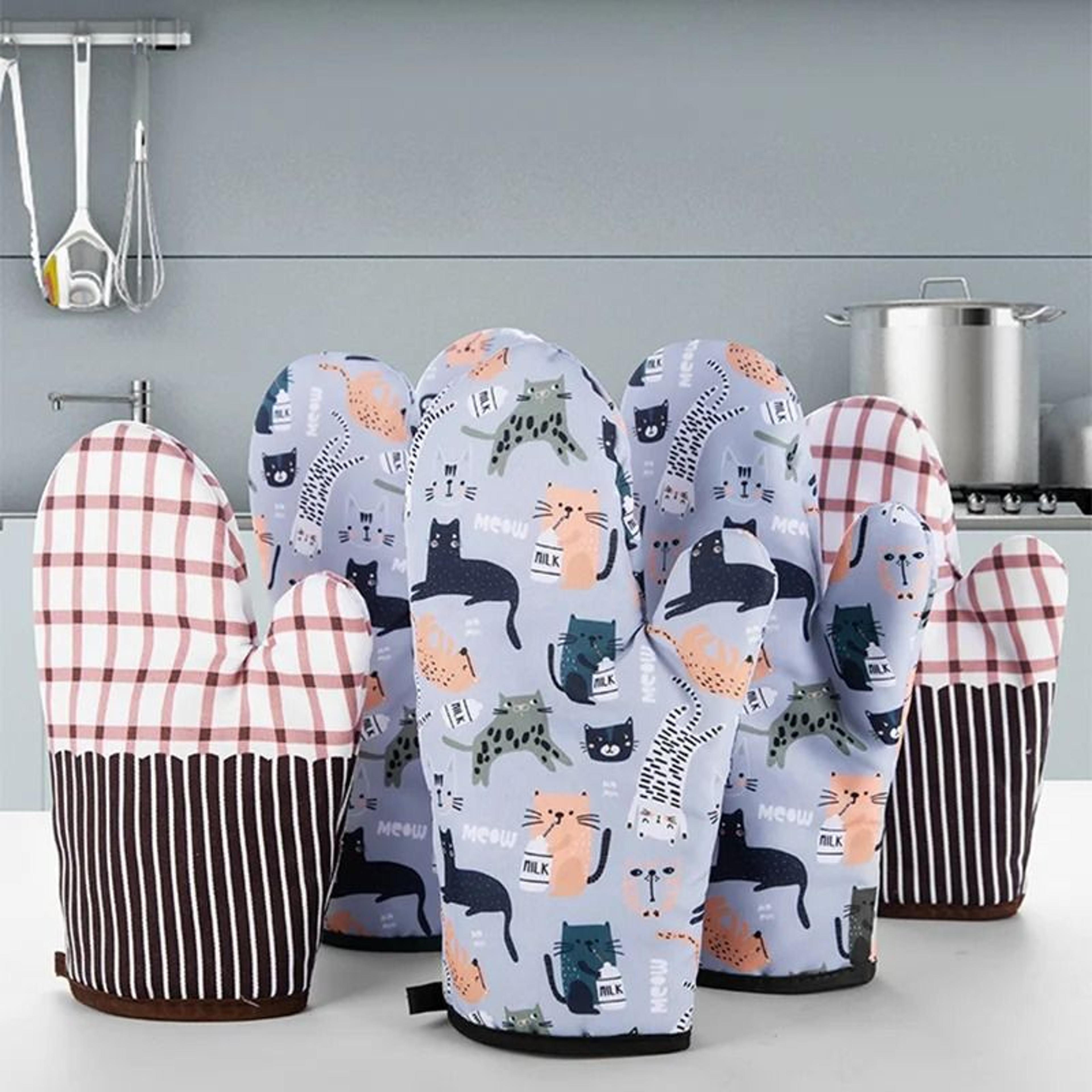 heat resistant microwave oven mitts non slip kitchen baking gloves