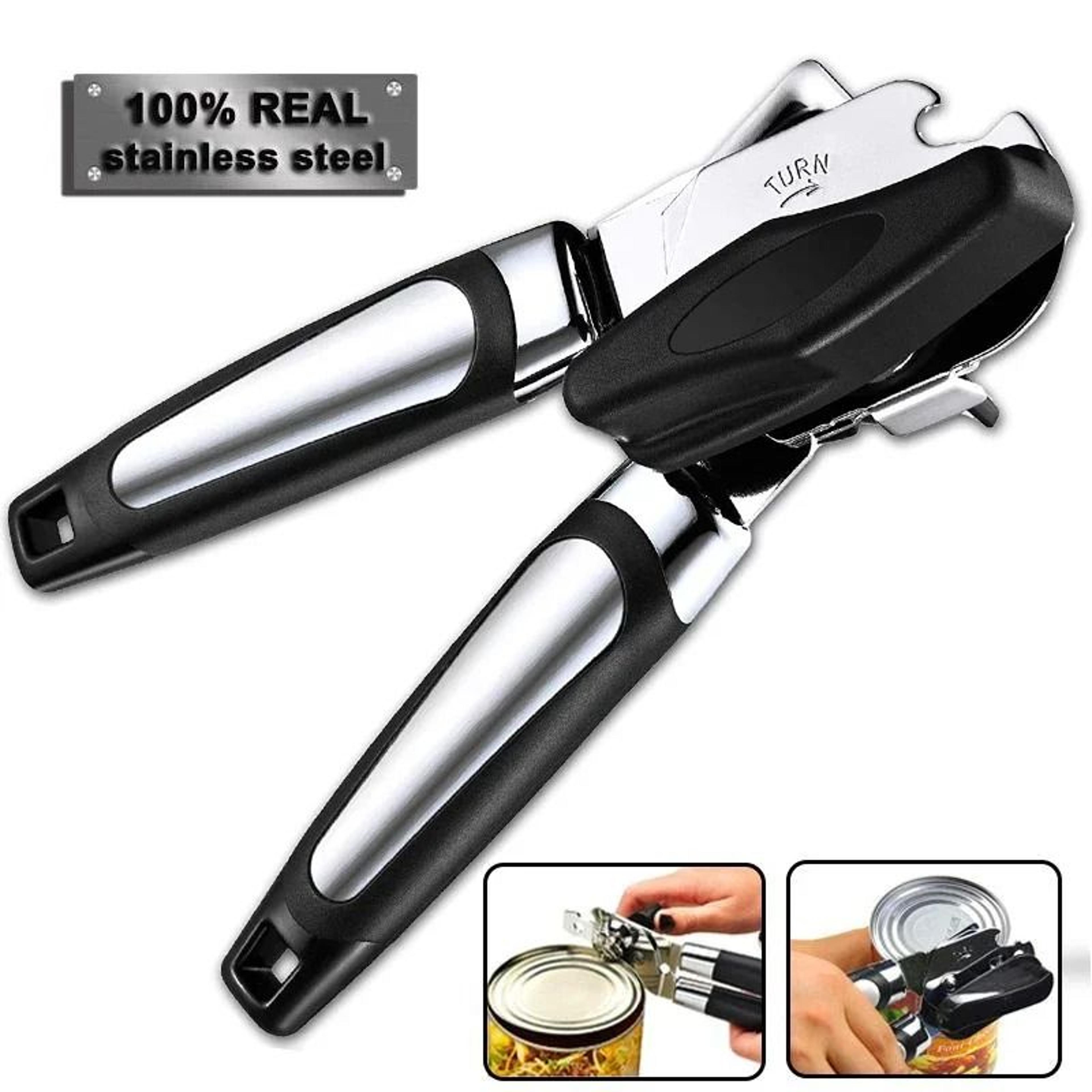 professional stainless steel side cut can opener and bottle opener tool