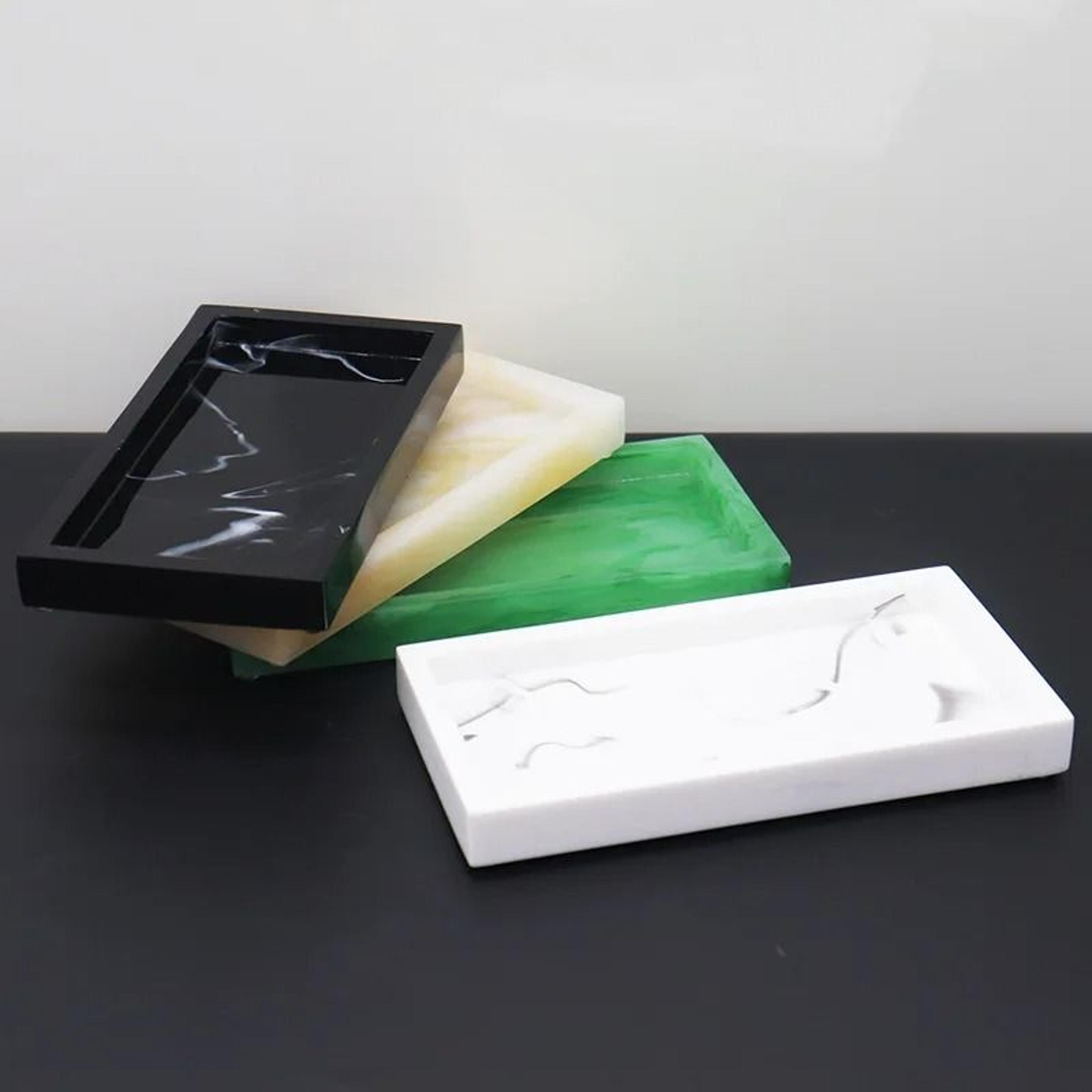 luxestone marble resin storage tray rectangular vanity organizer