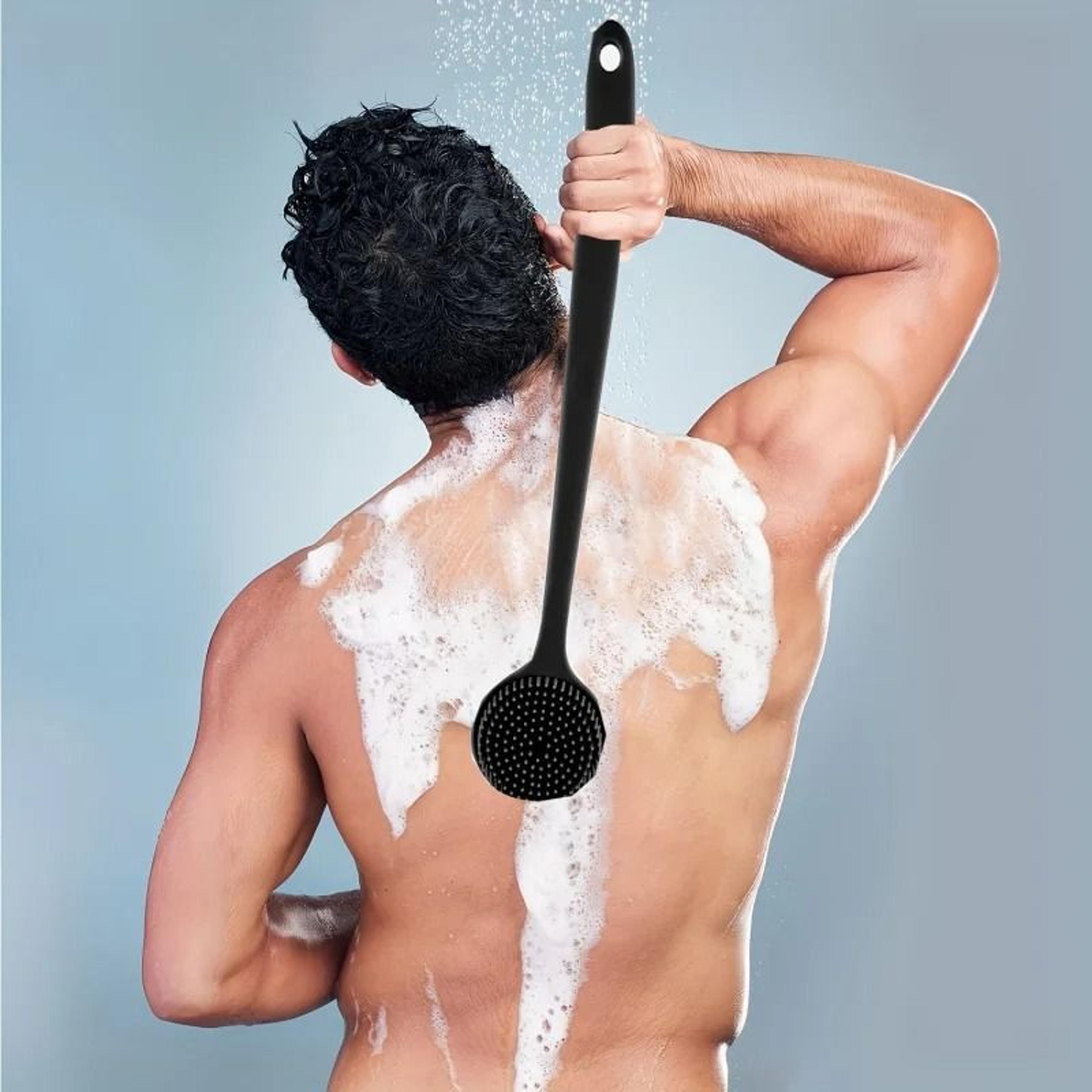 long handle silicone bath brush double sided back scrubber