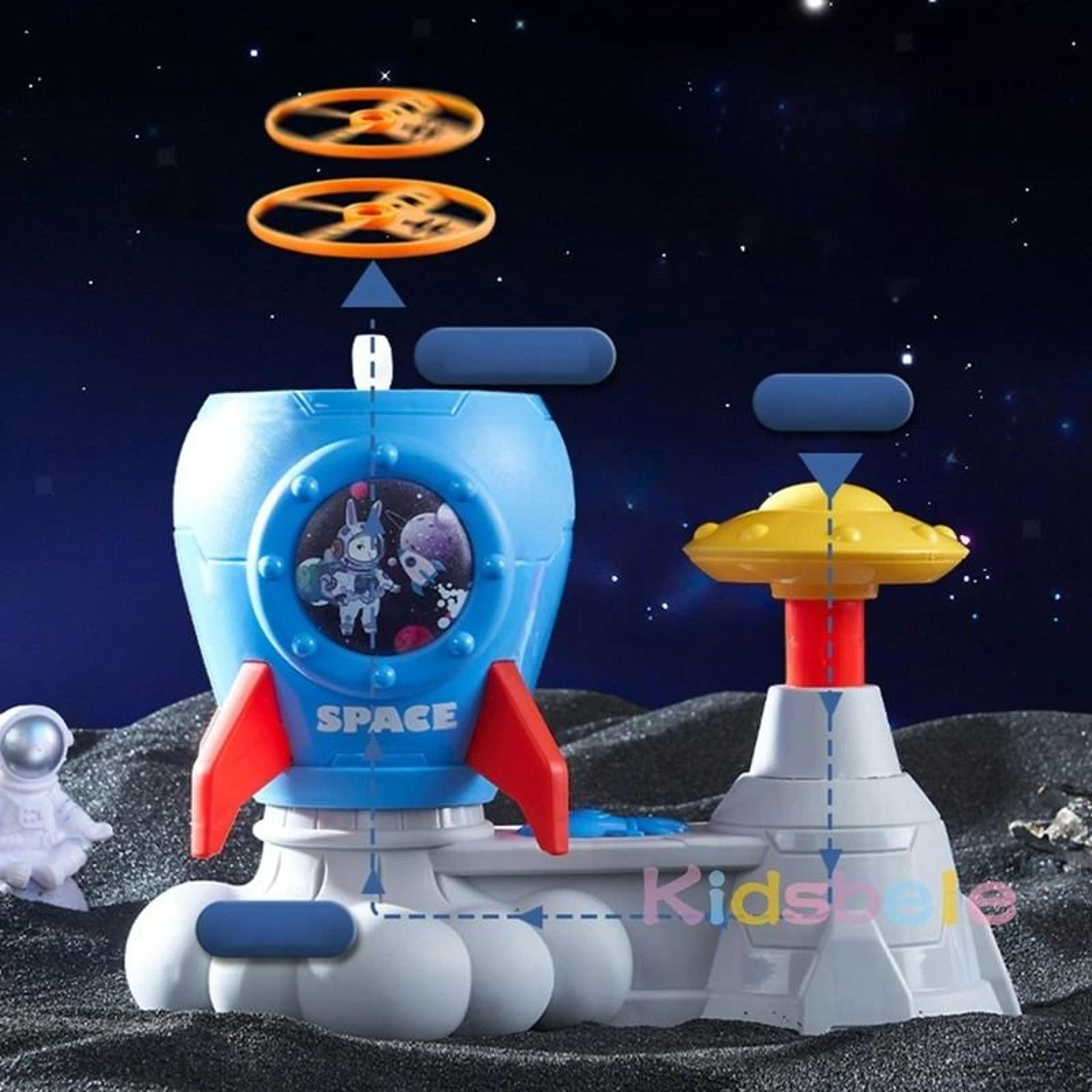 kids flying disc launcher toy outdoor rocket chasing game