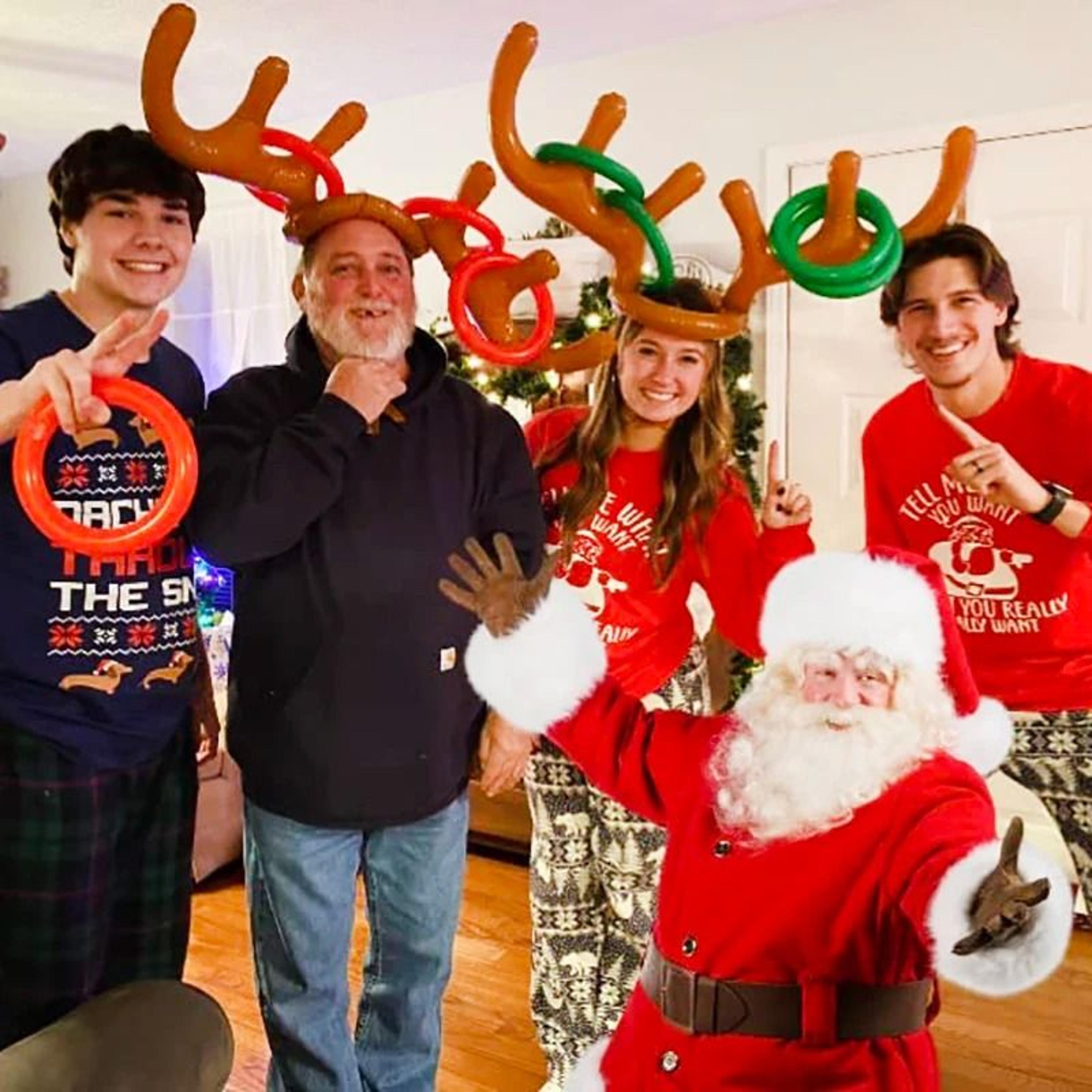 christmas inflatable reindeer antler ring toss game set