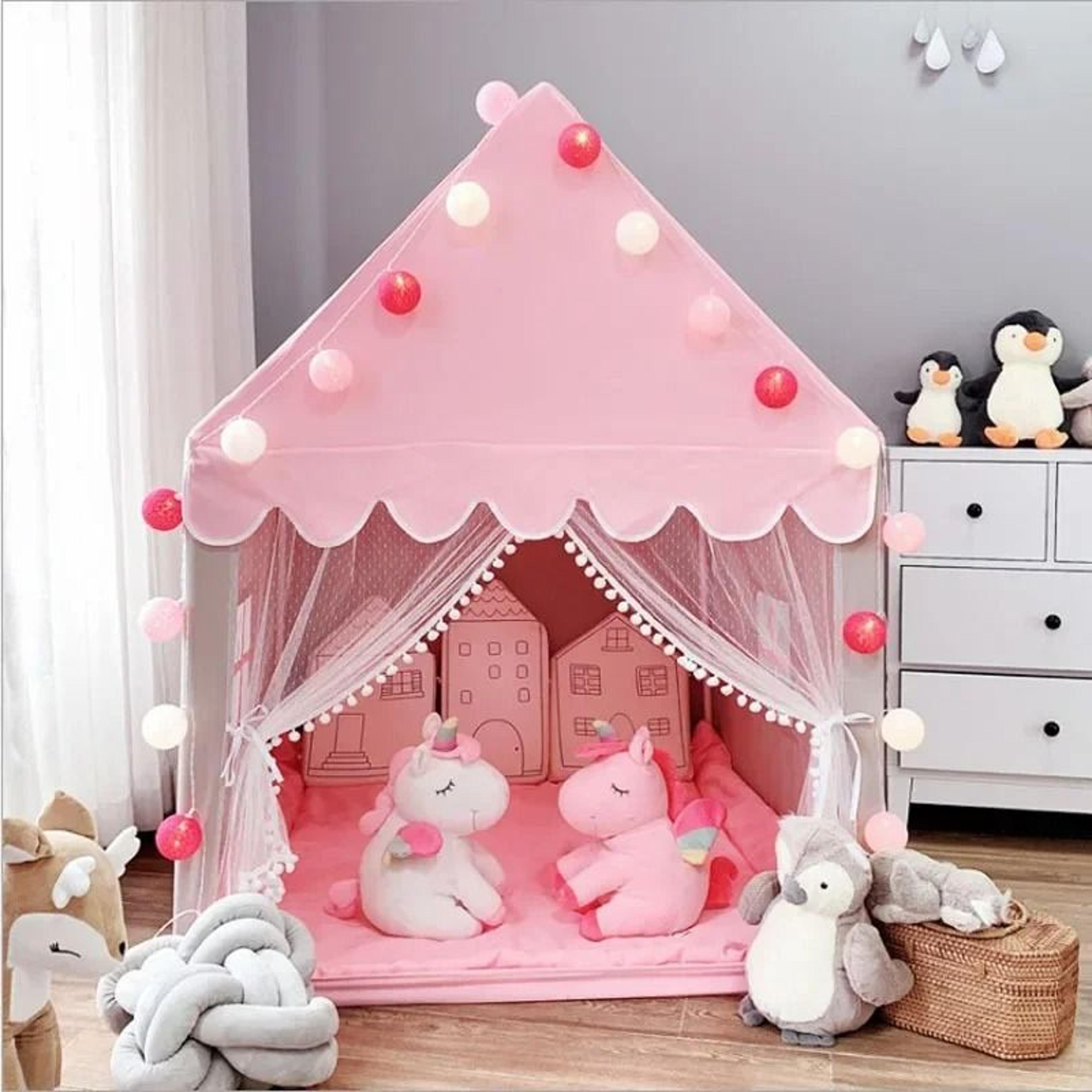 portable kids play tent pink princess castle tipi playhouse