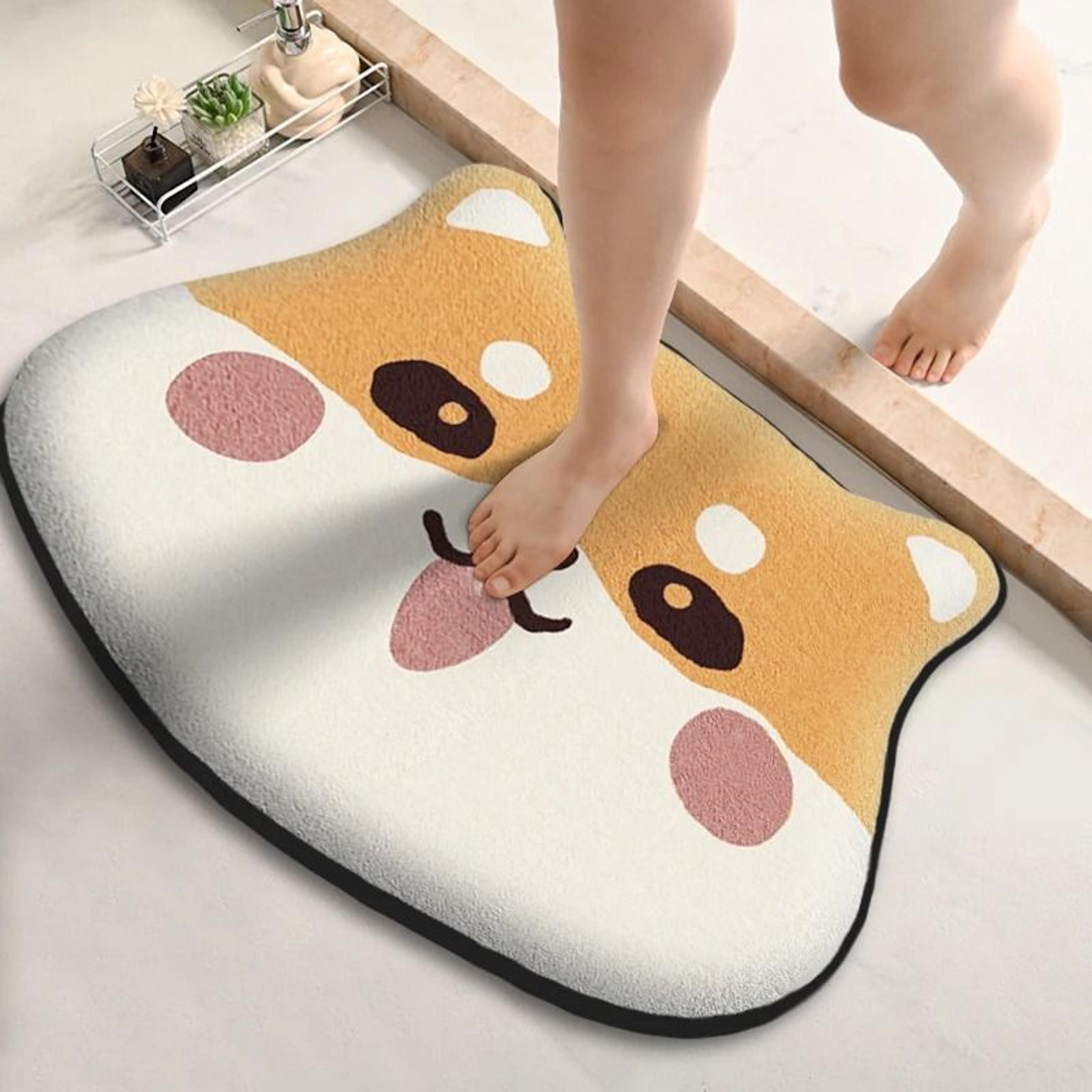 cartoon absorbent bathroom floor mat with anti slip backing