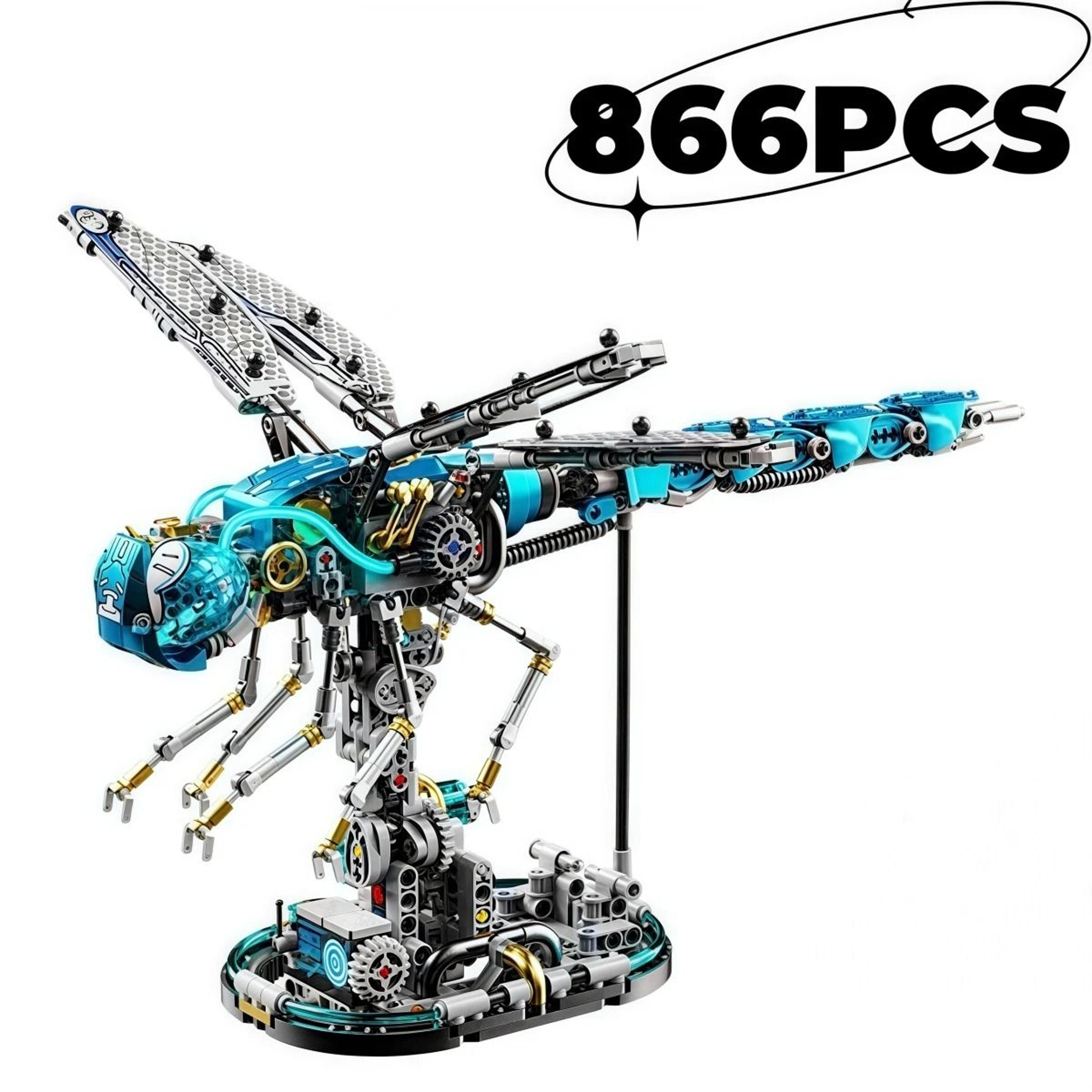 866pcs mechanical dragonfly building blocks stem construction kit
