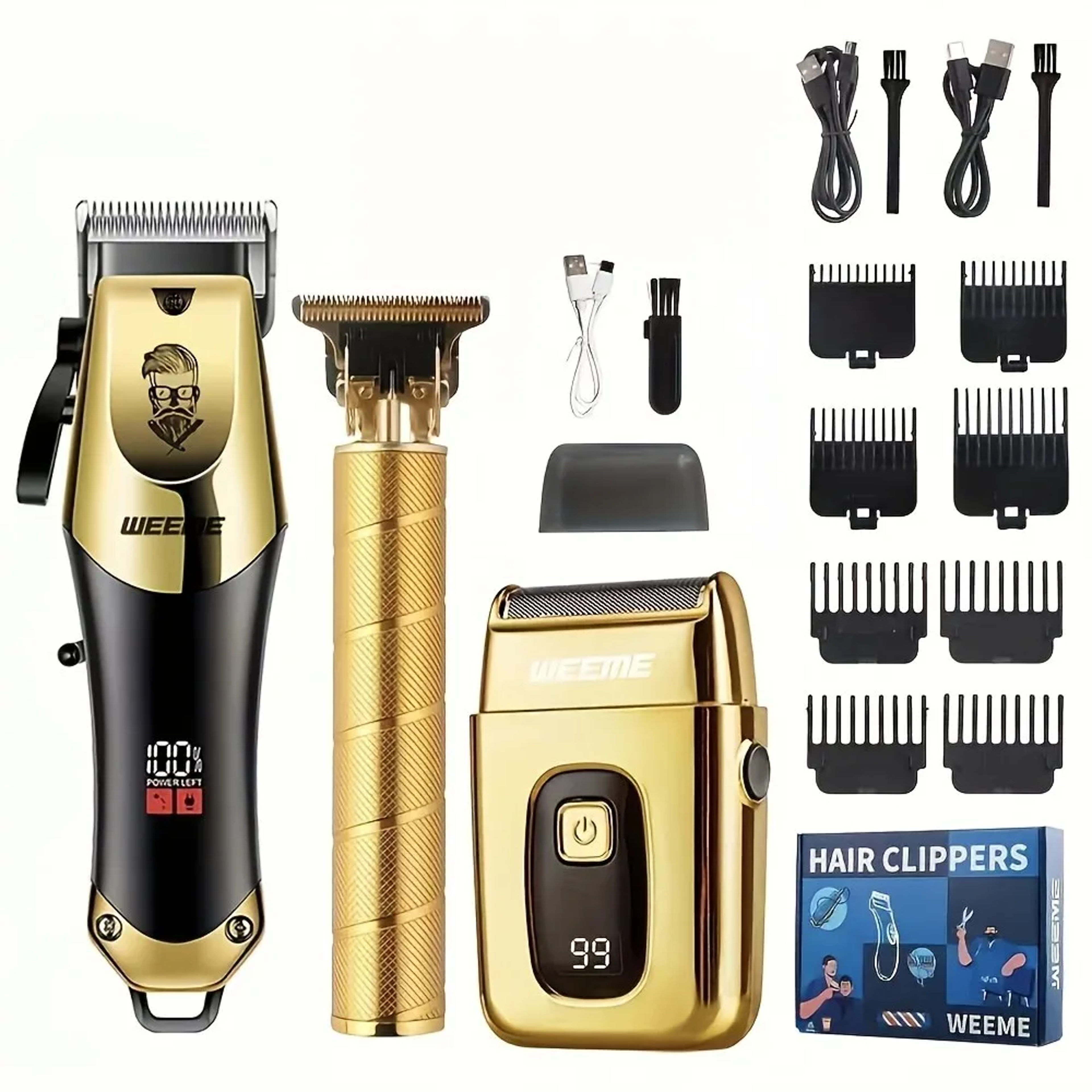 professional hair clippers & trimmer set for men for fades, beard lines, and home haircuts