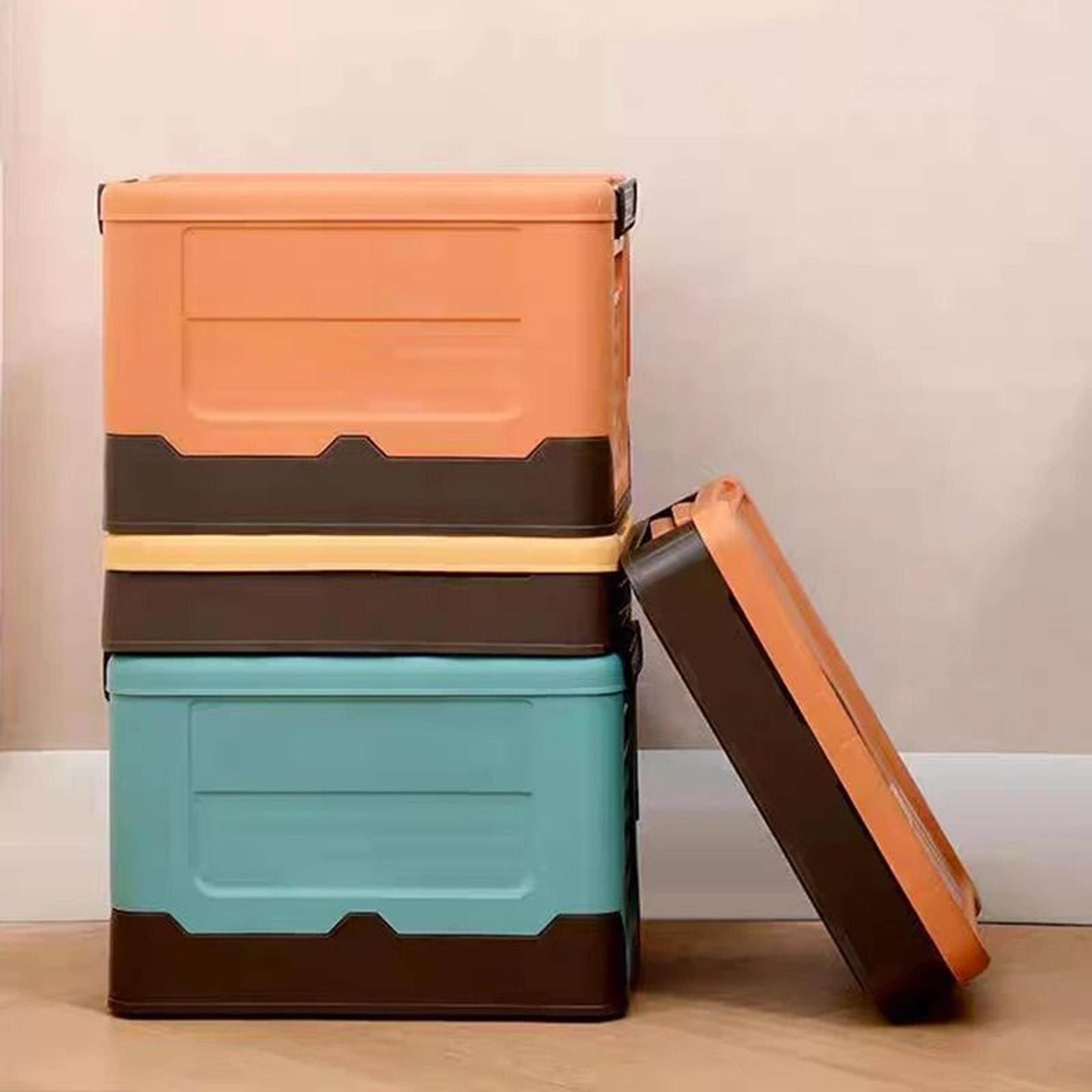 large foldable storage box with lid multifunction plastic organizer basket