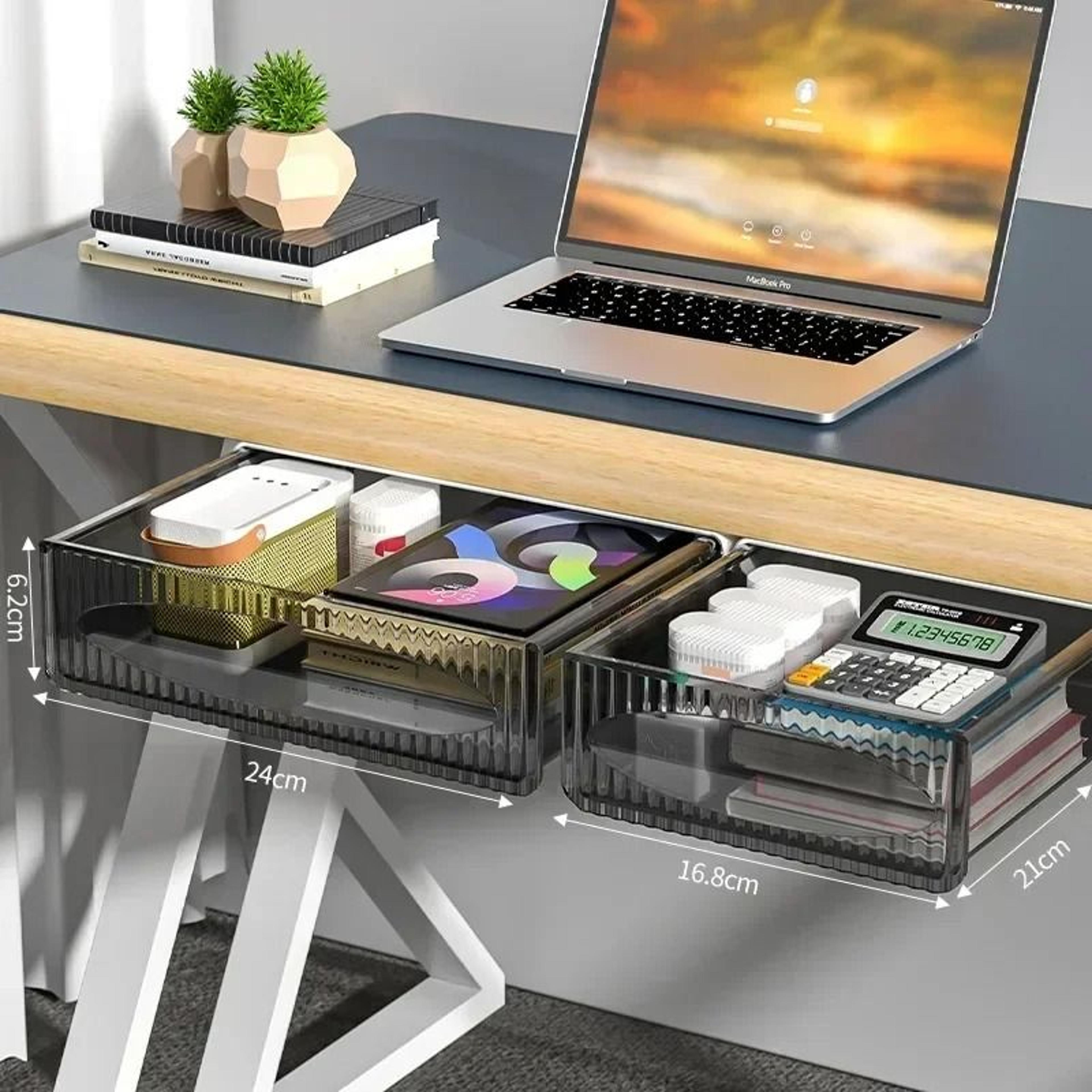 invisible under desk drawer organizer pull out storage shelf