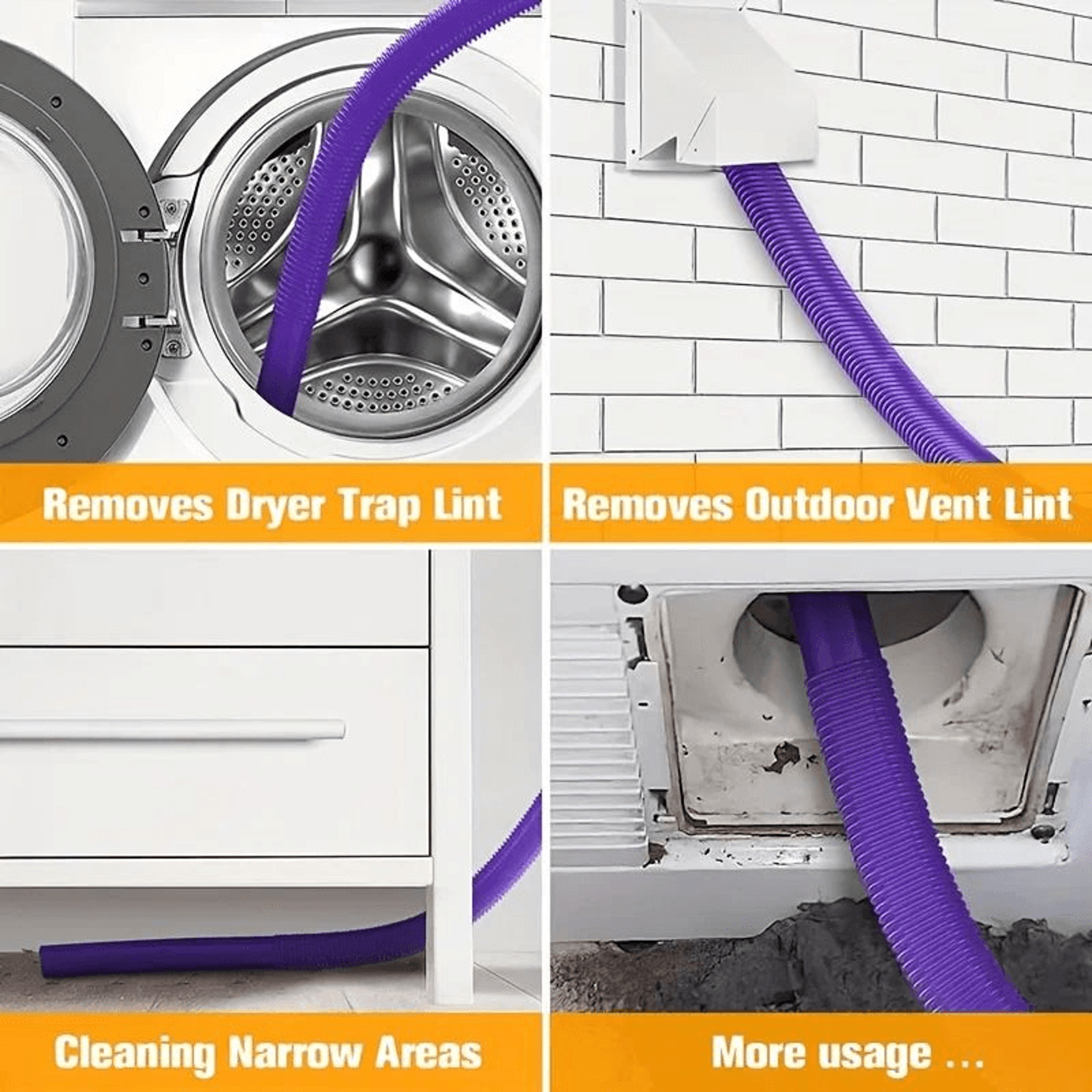 dryer vent cleaner kit - lint removal tool, fire hazard prevention & efficiency boost