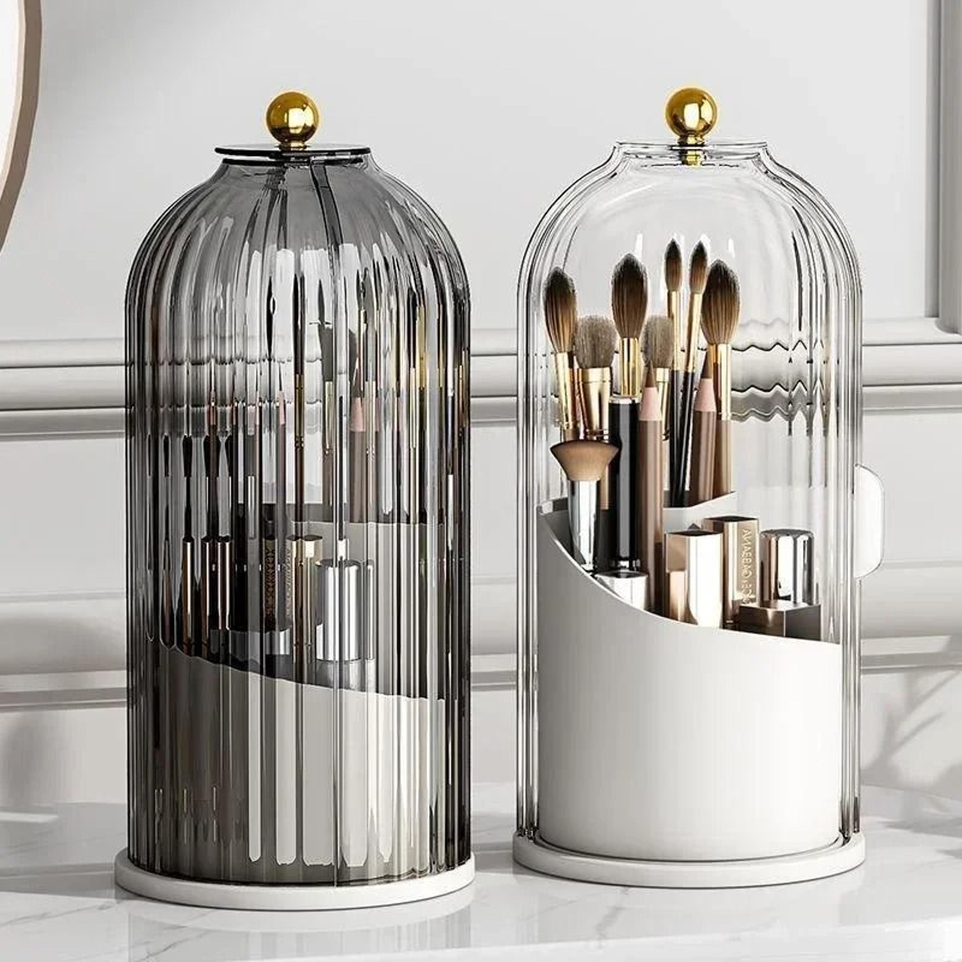360 rotating makeup brush holder organizer cosmetic storage box