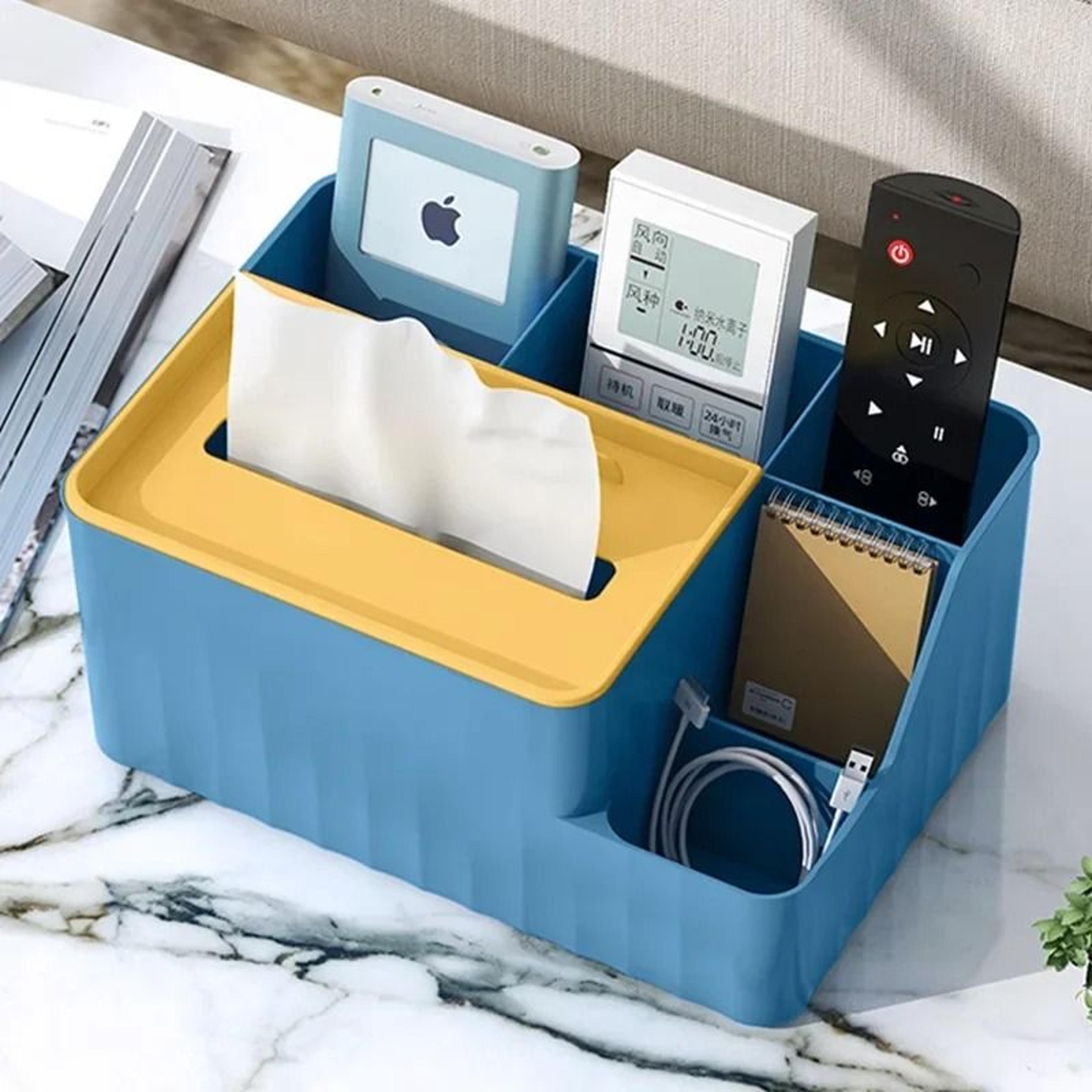 multifunctional desktop tissue storage box with remote organizer