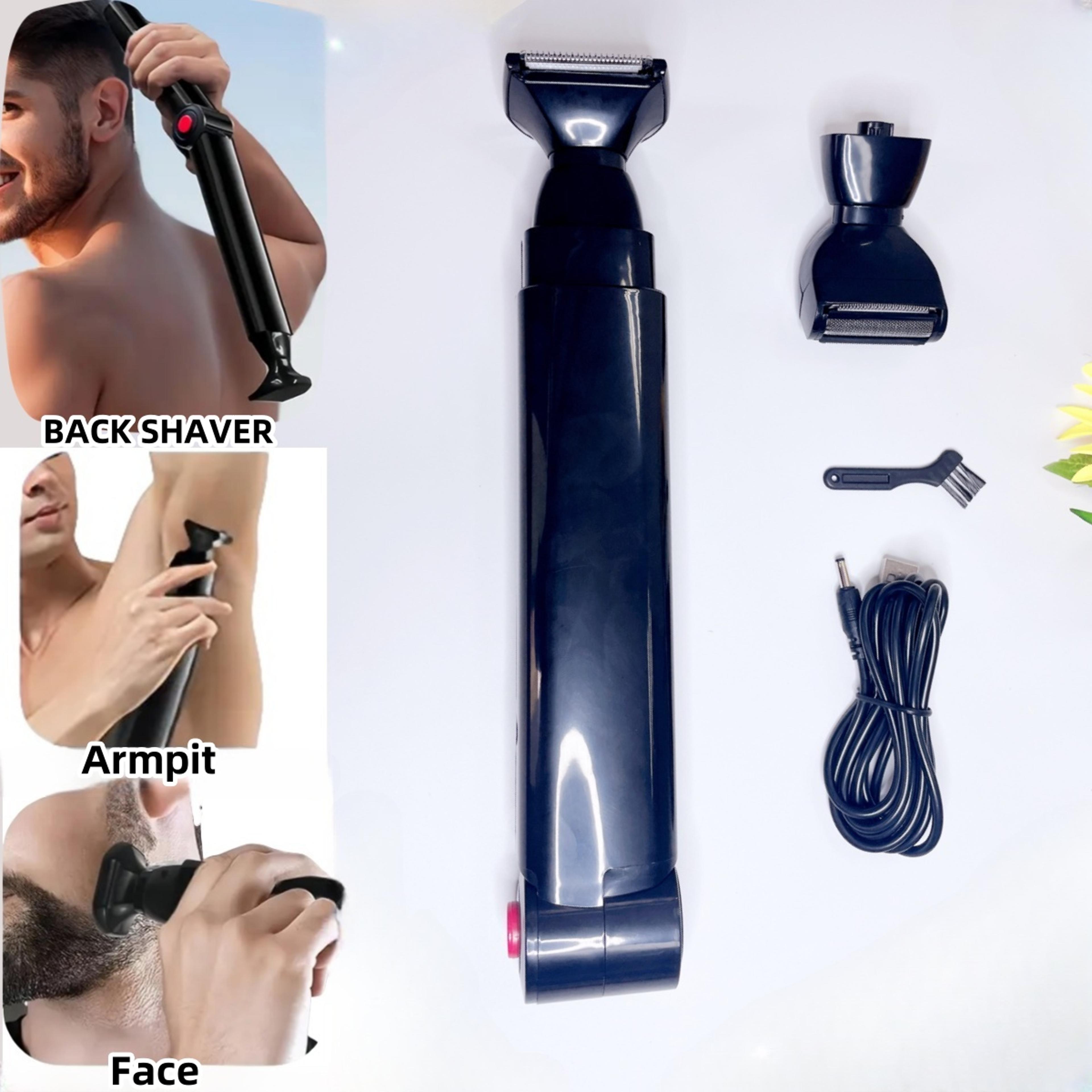 electric back shaver for men | rechargeable groomer with foldable handle for easy use
