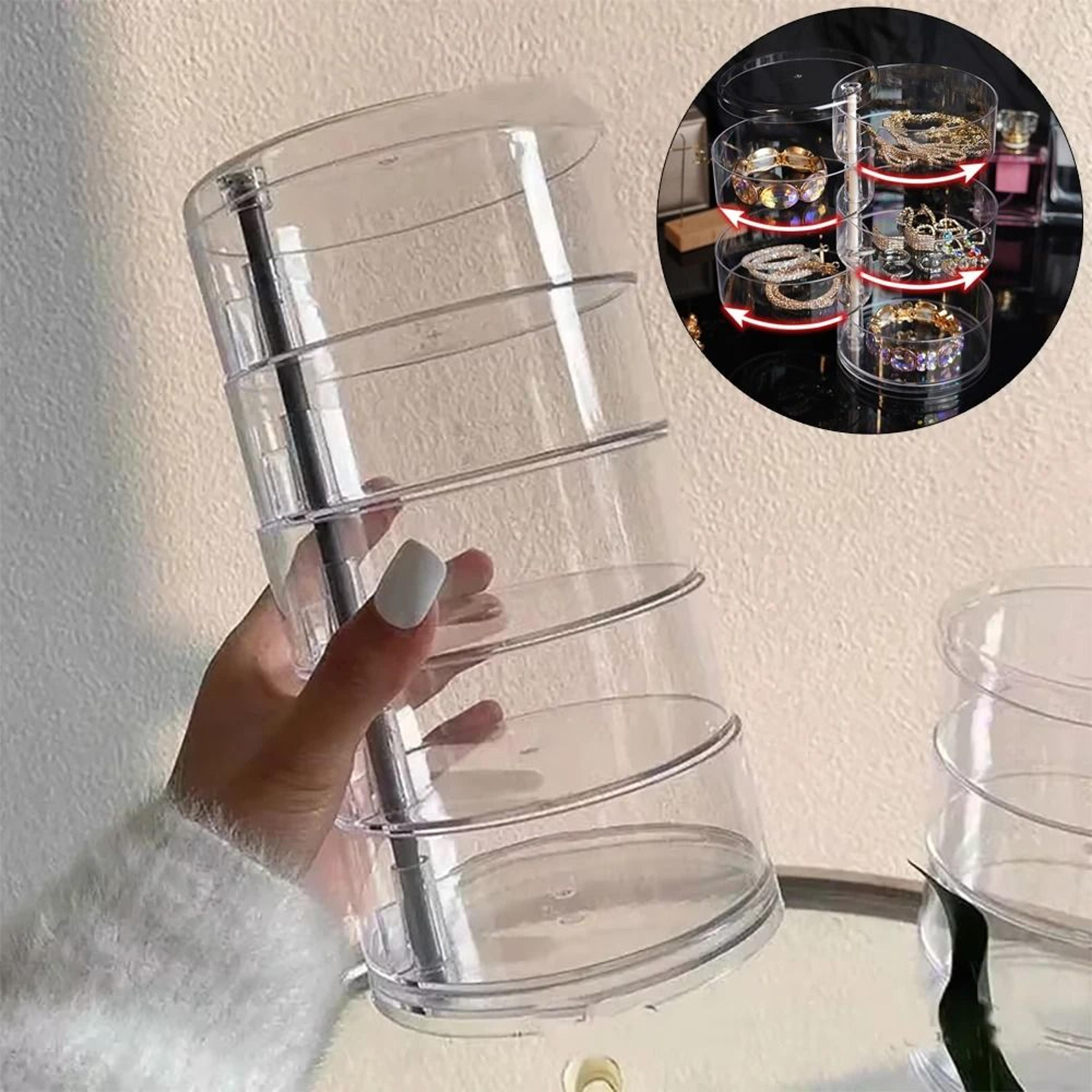 360 degree rotating jewelry storage box with cover