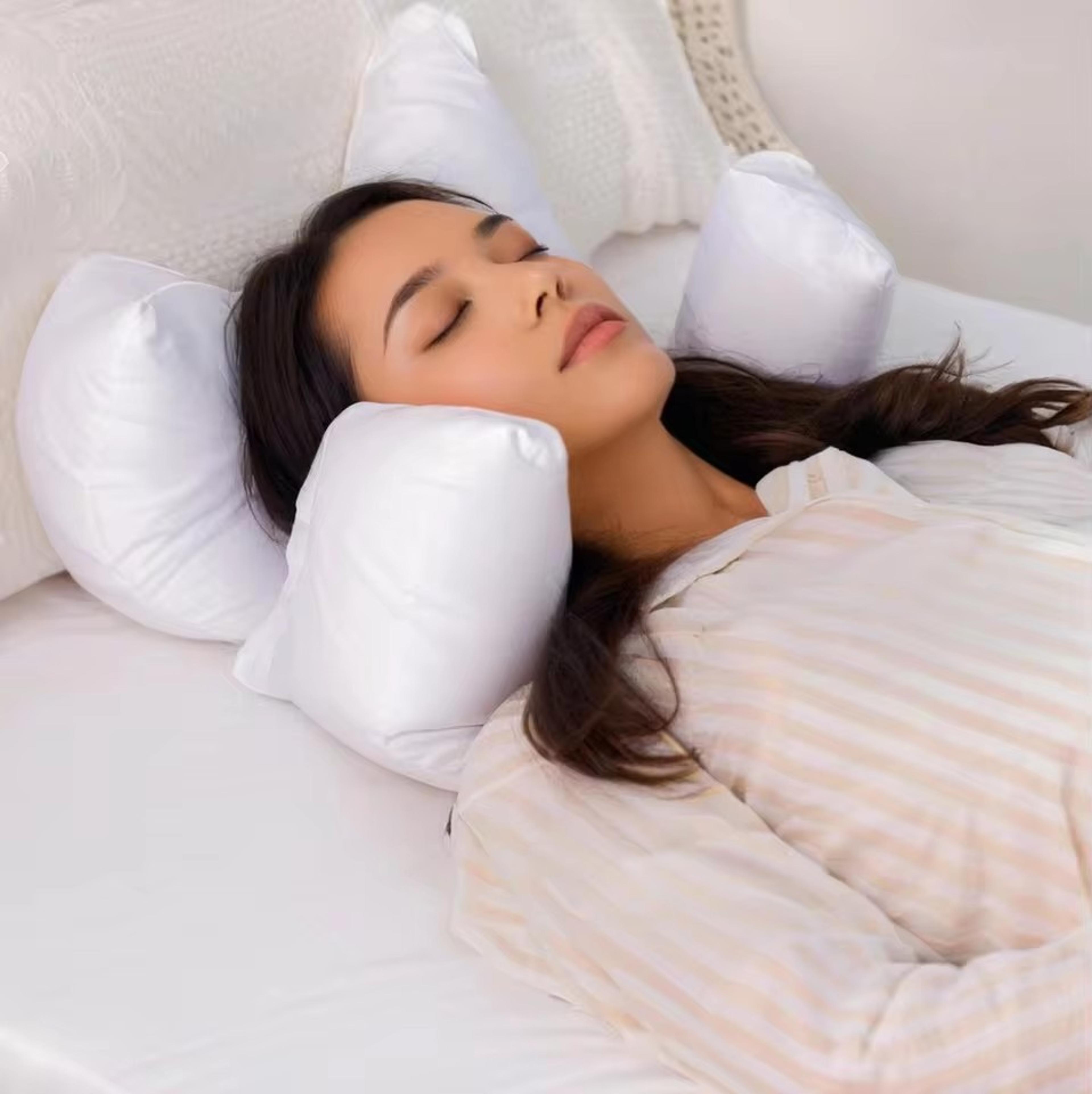 luxury memory foam face pillow for wrinkle prevention & neck support | free satin pillowcase
