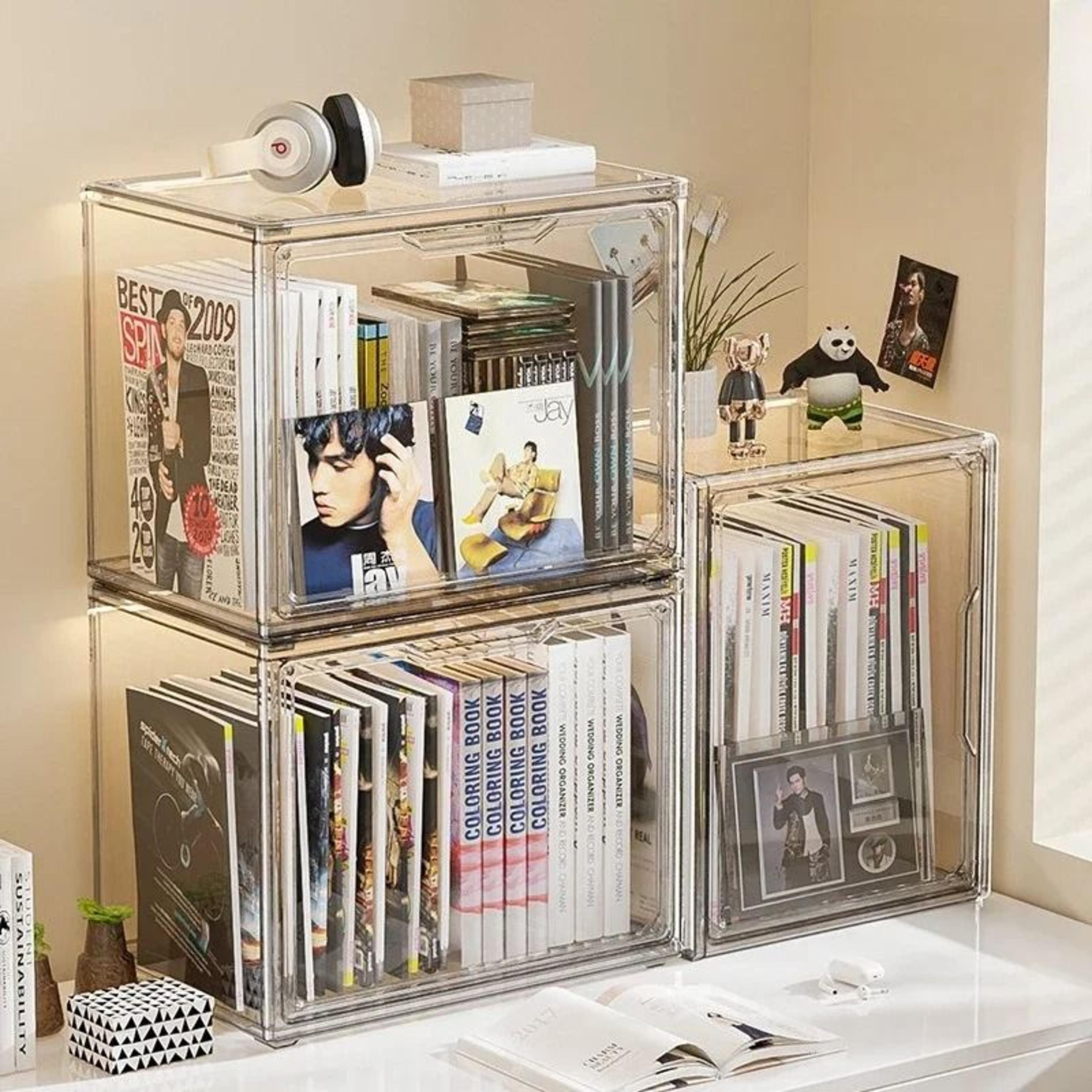 transparent dustproof book and magazine storage display box